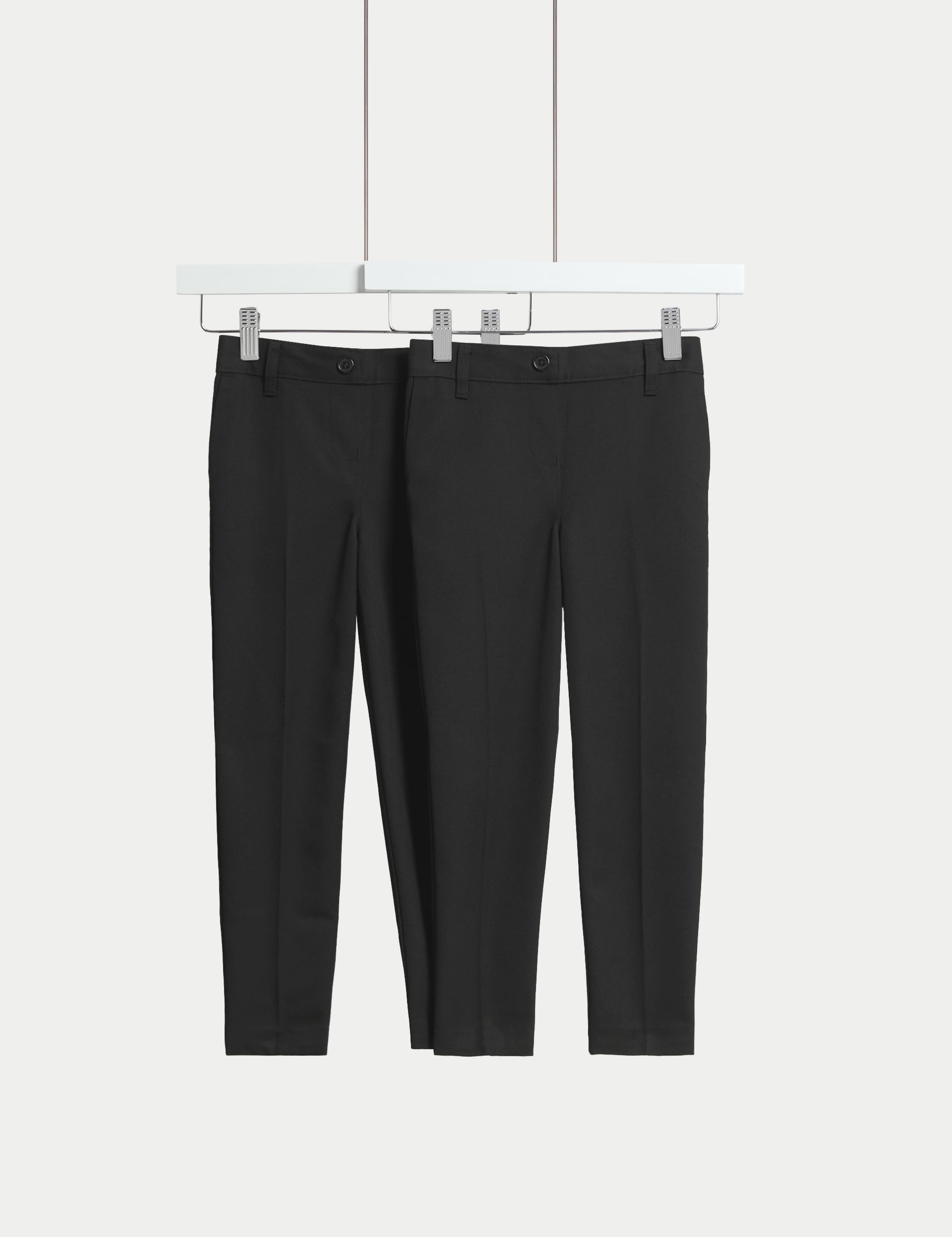2 Pack Girls' Regular Leg Slim Waist School Trousers 1 of 2