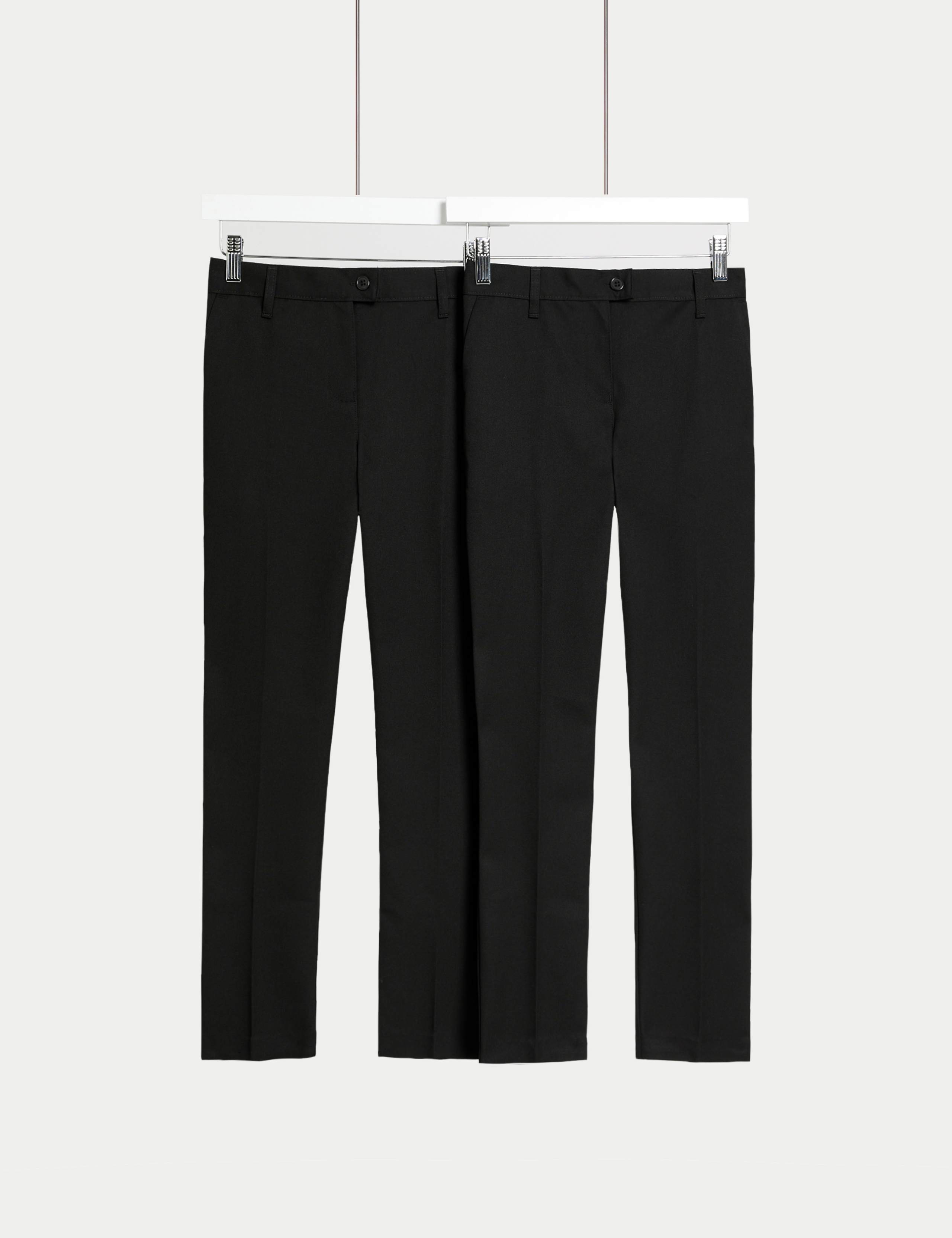 2 Pack Girls' Skinny Leg School Trousers (2-18 Yrs) 1 of 2