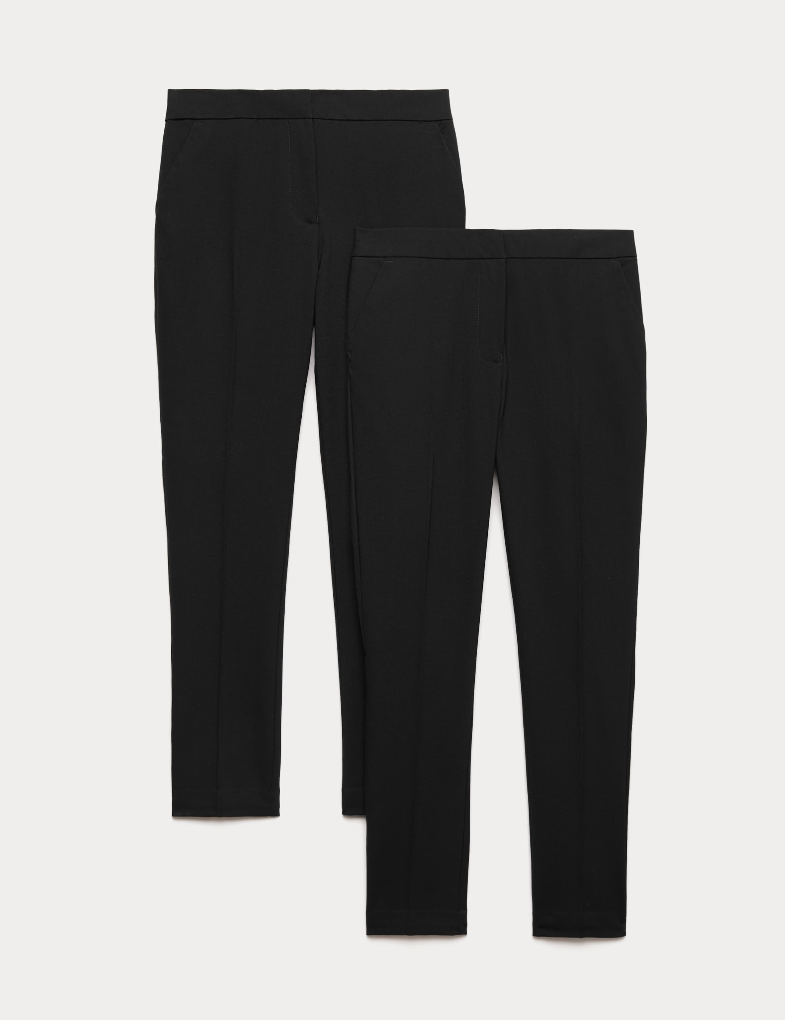 2 Pack Super Skinny Leg Additional Length Stain & Weatherproof School Trousers 1 of 2