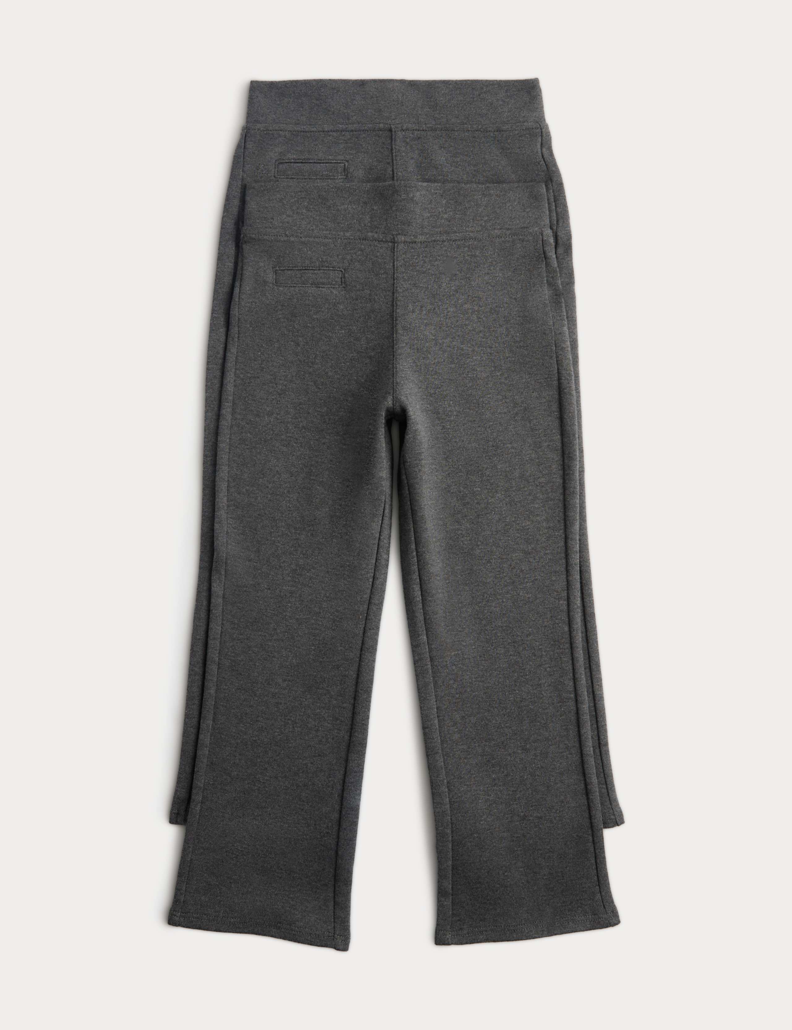 2 Pack Girls' Cotton Blend Knitted Trousers (2-18 Years) 1 of 2