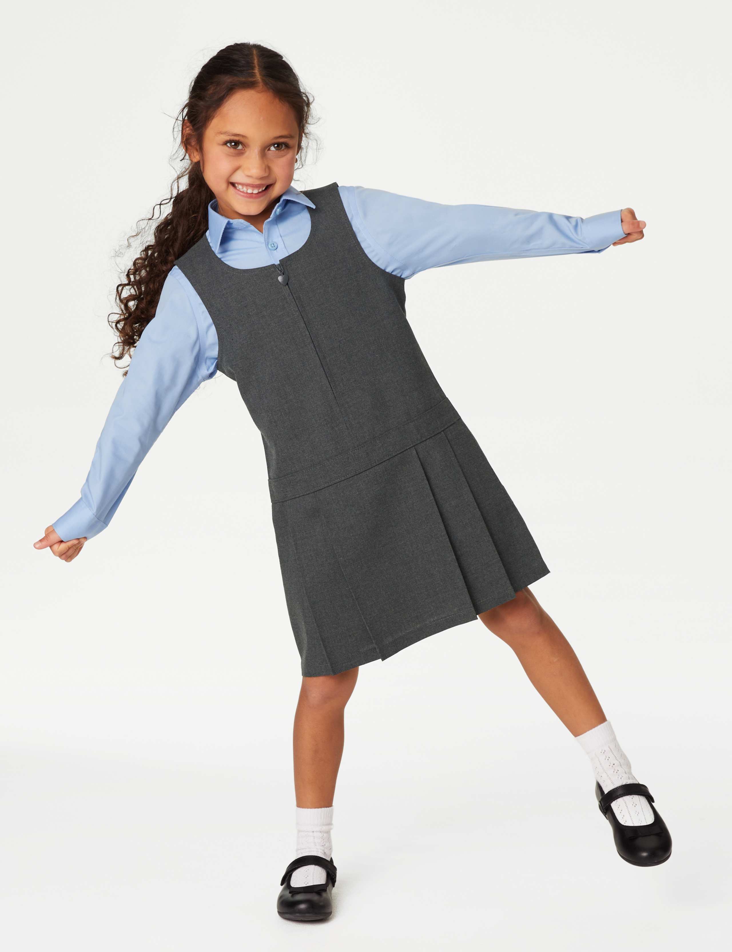 2 Pack Girls’ Pleated School Pinafores  (2-12 Yrs) 2 of 6