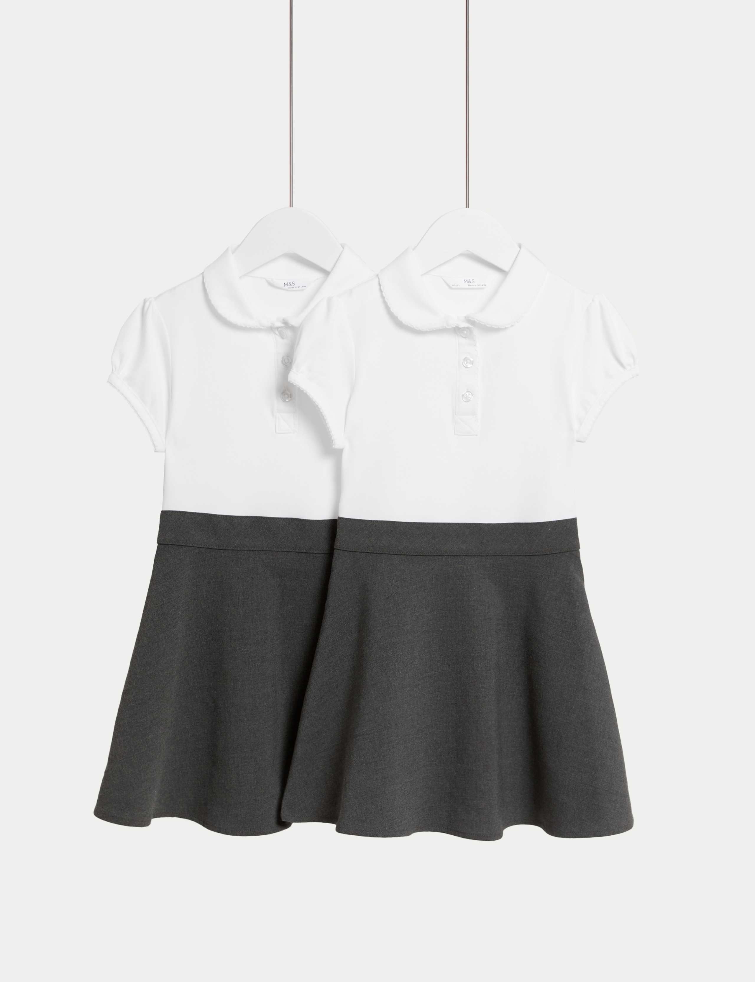 2 Pack Girls' 2 in 1 School Pinafores (2-12 Yrs) 1 of 2