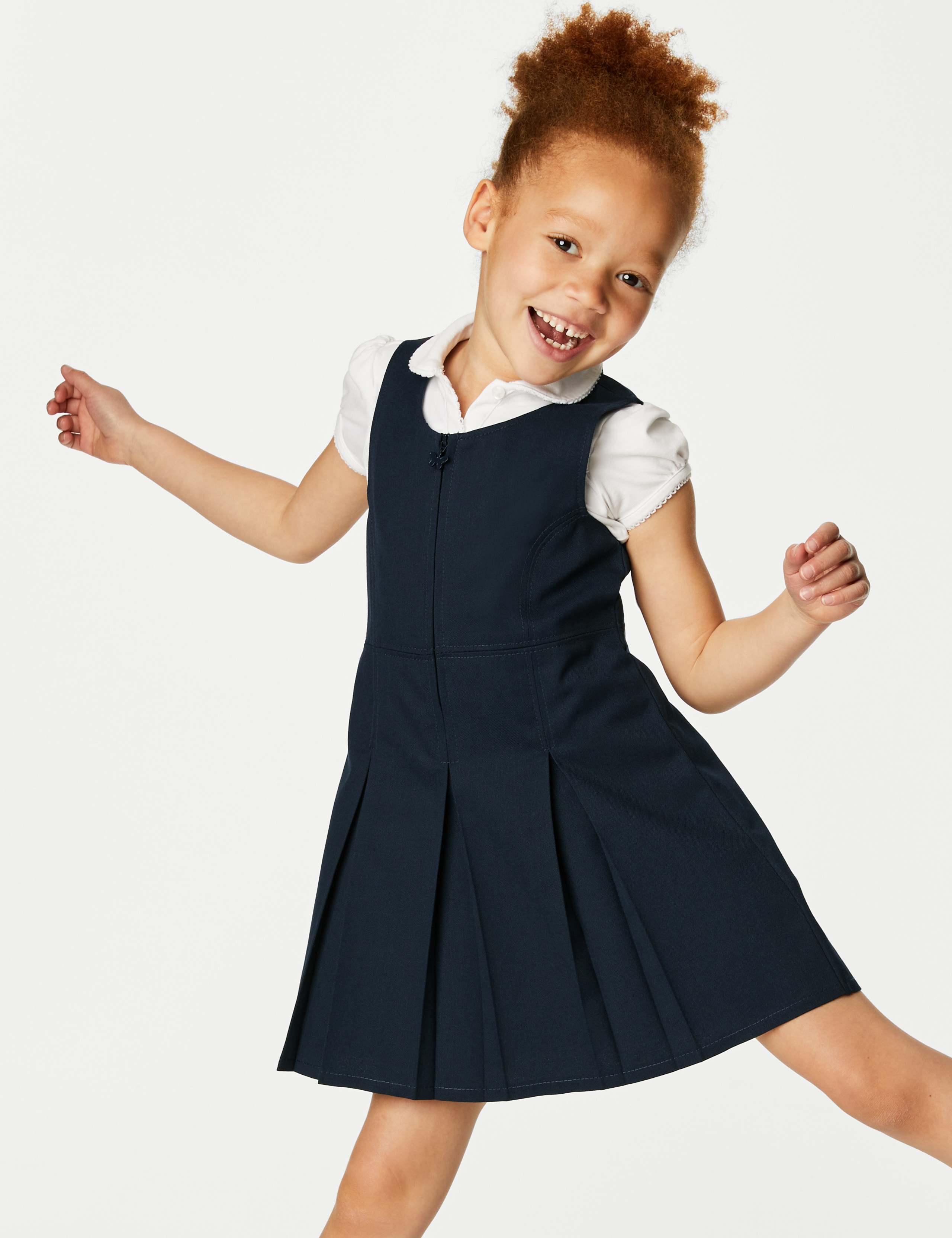 Girls' Pleated School Pinafore  (2-12 Yrs) 1 of 4