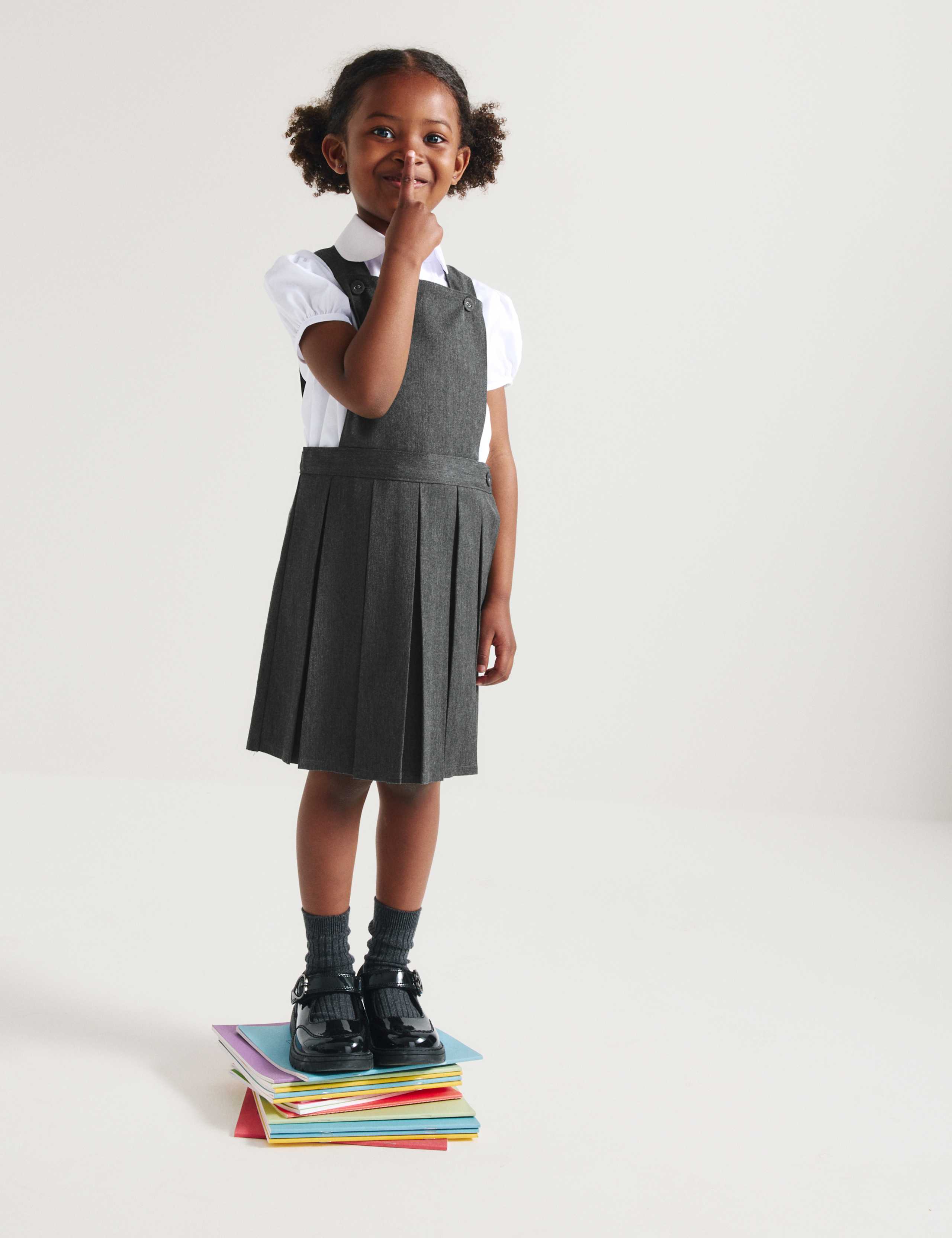 Girls' Pleated Bib School Pinafore  (2-12 Yrs) 5 of 7