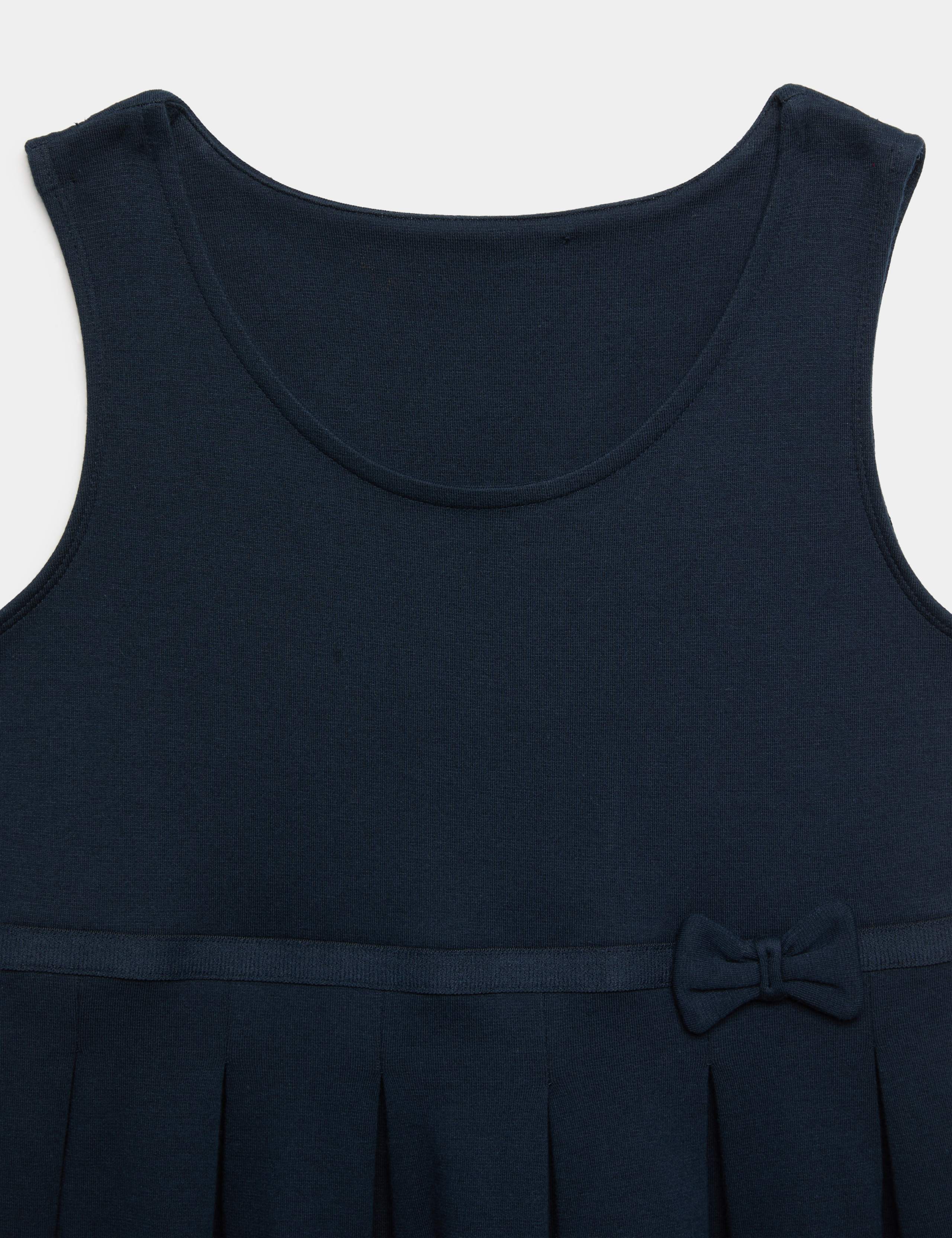 2 Pack Girls' Jersey Bow School Pinafores (2-12 Yrs) 2 of 2