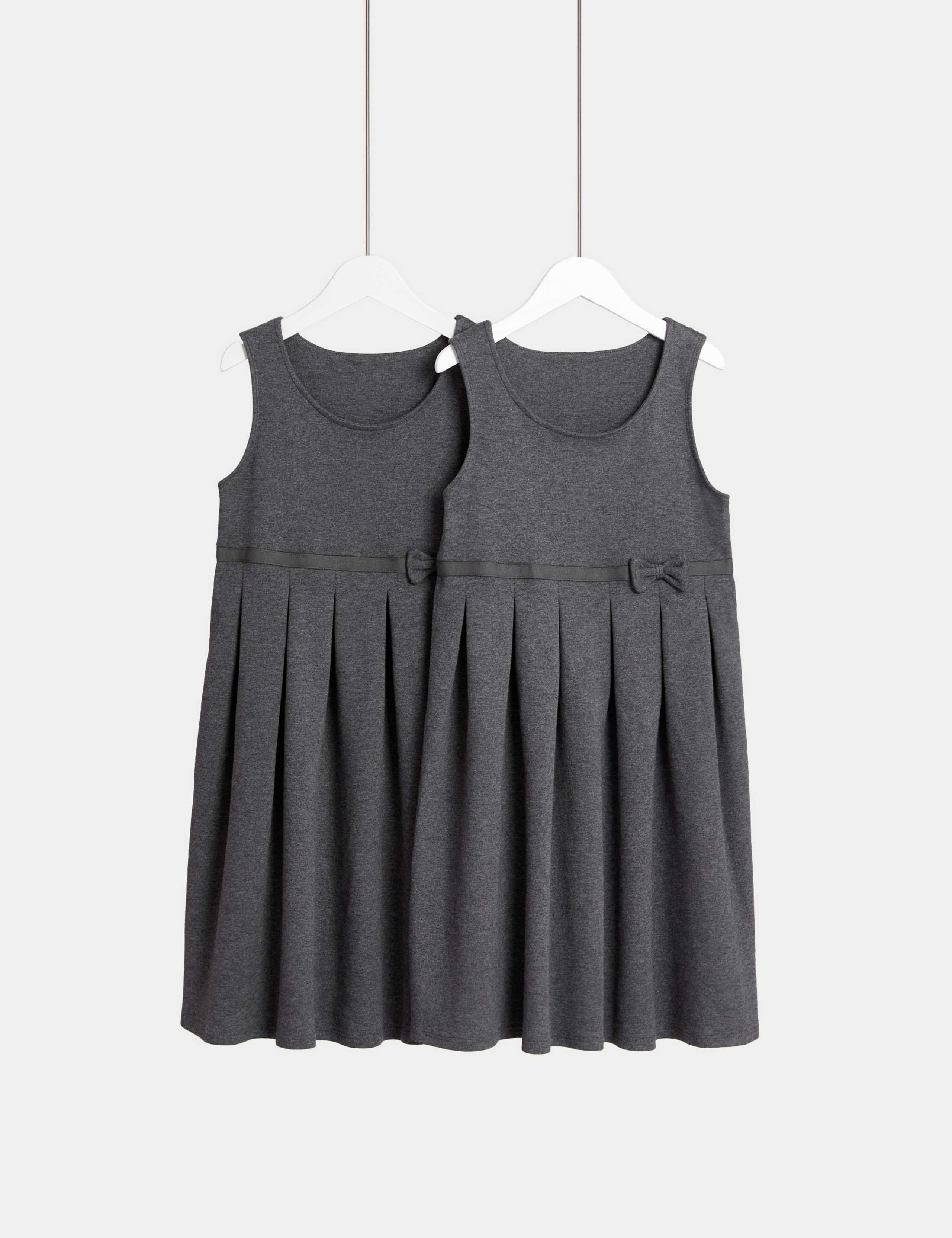 2pk Girls' Jersey Bow School Pinafores (2-12 Yrs) 2 of 5