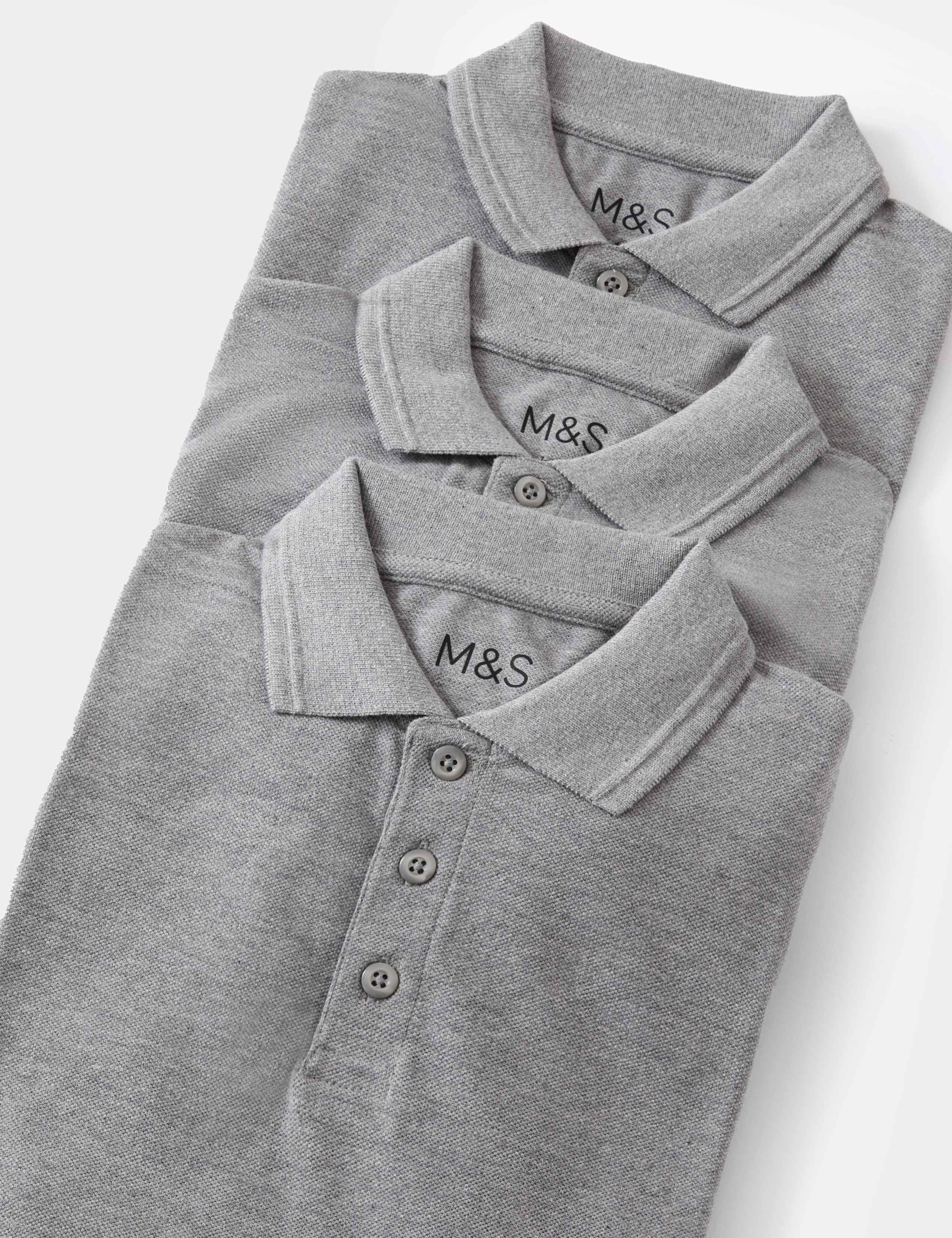 3 Pack Unisex Pure Cotton School Polo Shirts (2-16 Yrs) 5 of 5