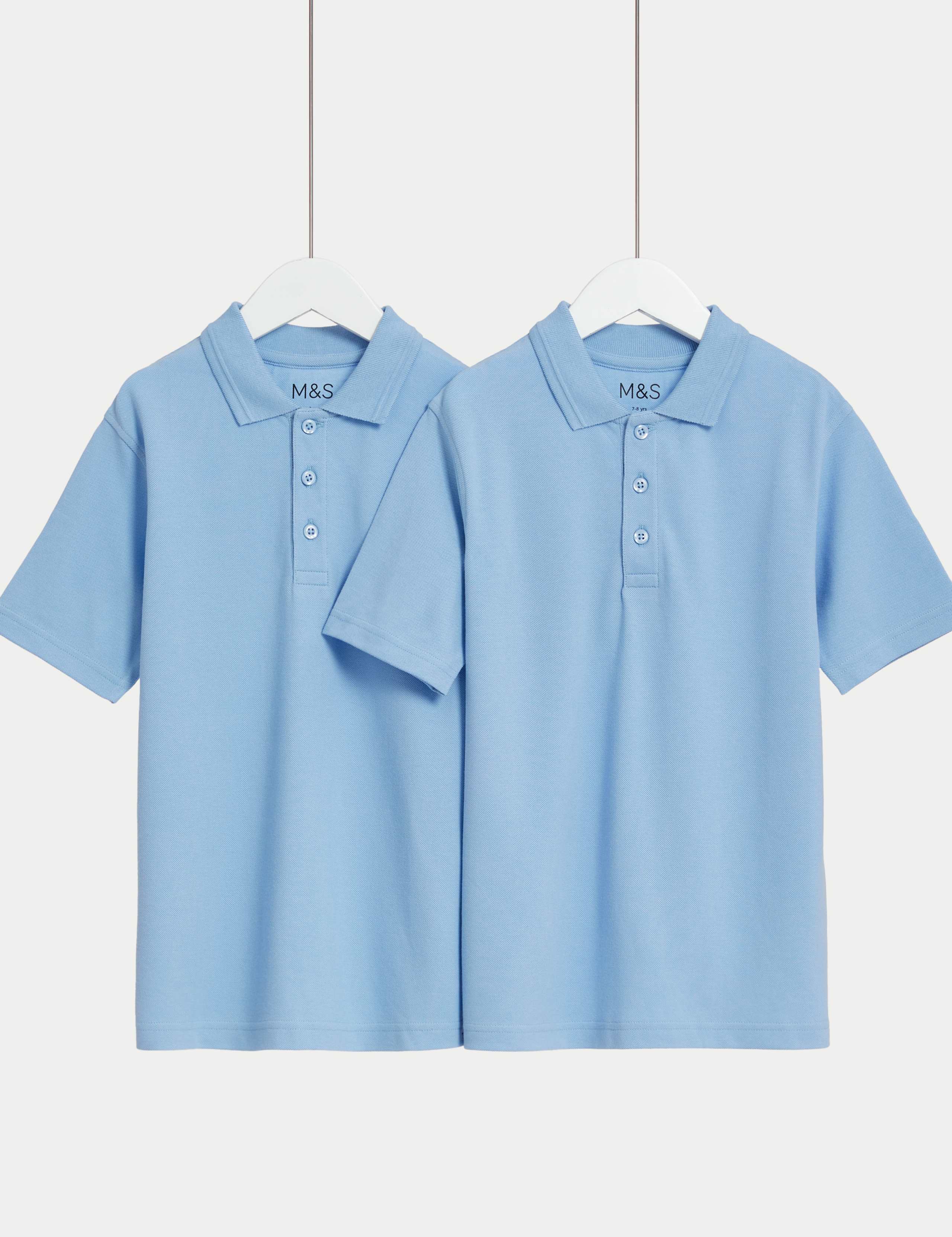 2 Pack Unisex Stain Resist School Polo Shirts (2-18 Yrs) 1 of 1