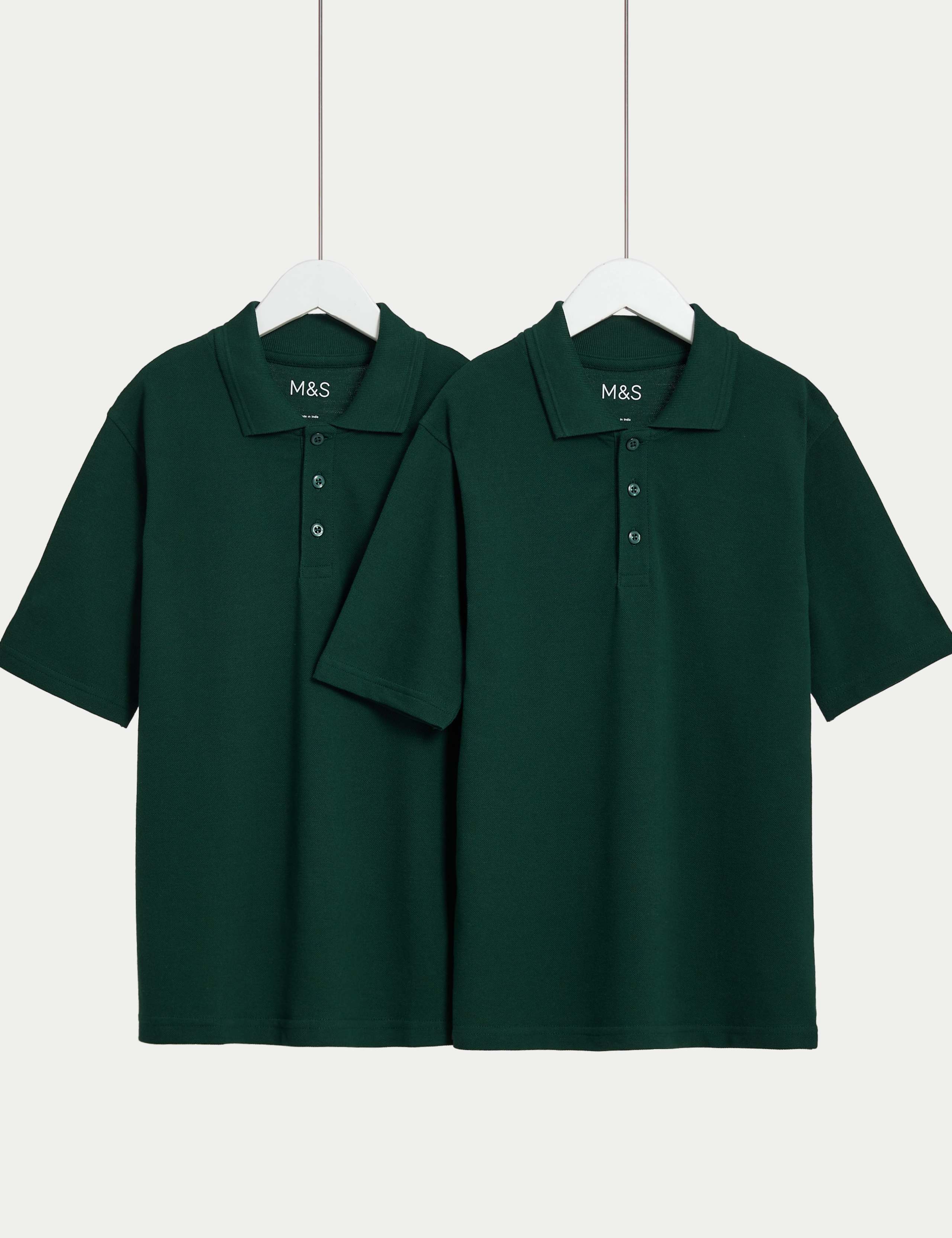 2 Pack Unisex Stain Resist School Polo Shirts (2-18 Yrs) 1 of 1