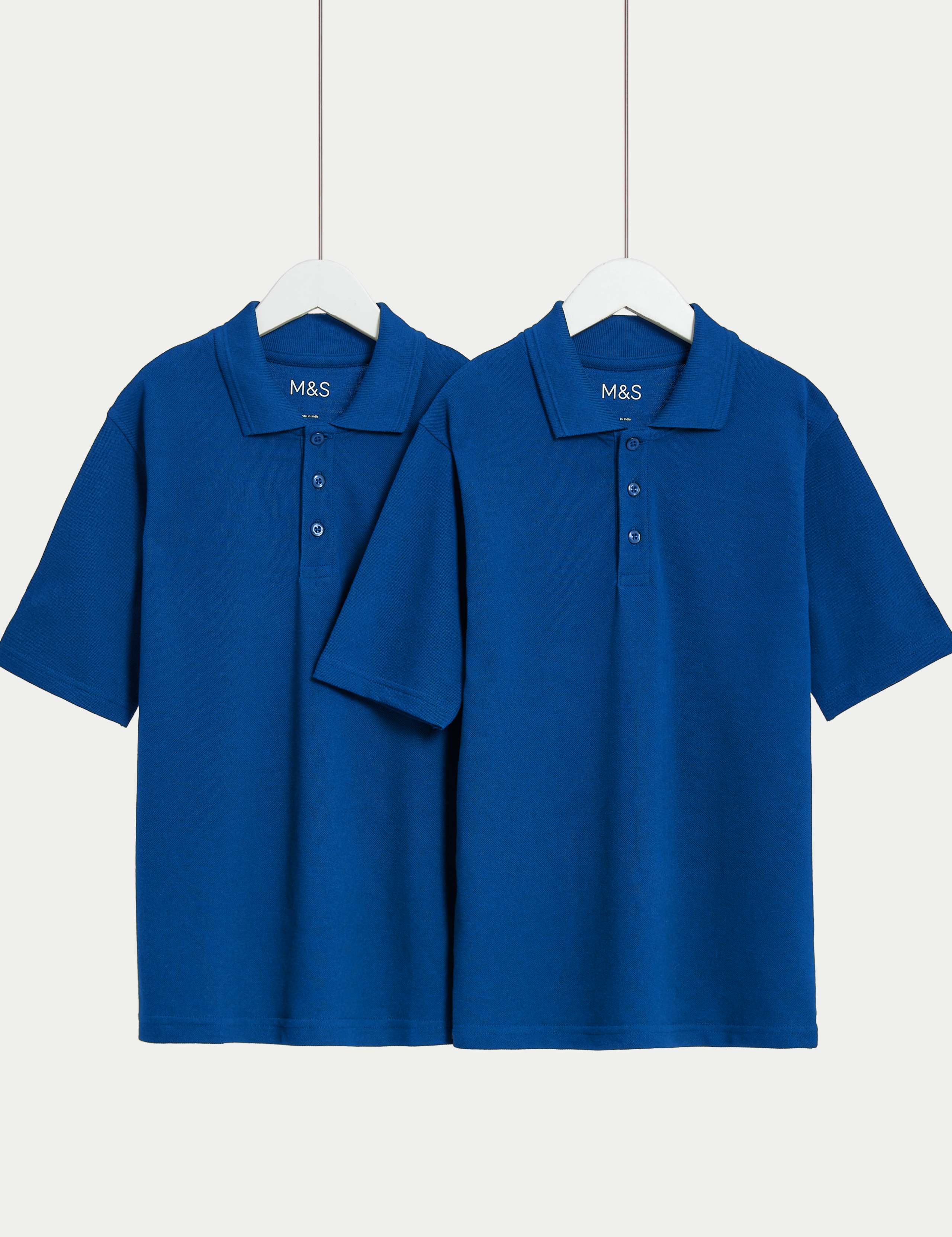 2 Pack Unisex Stain Resist School Polo Shirts (2-18 Yrs) 1 of 1