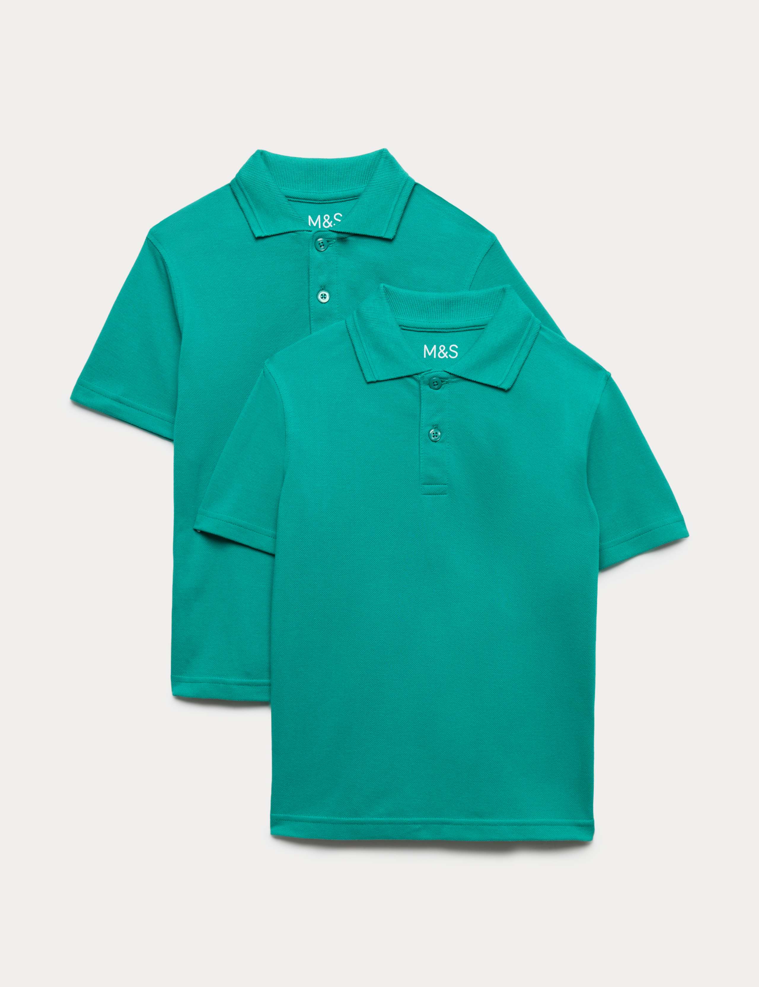 2 Pack Unisex Stain Resist School Polo Shirts (2-18 Yrs) 1 of 2
