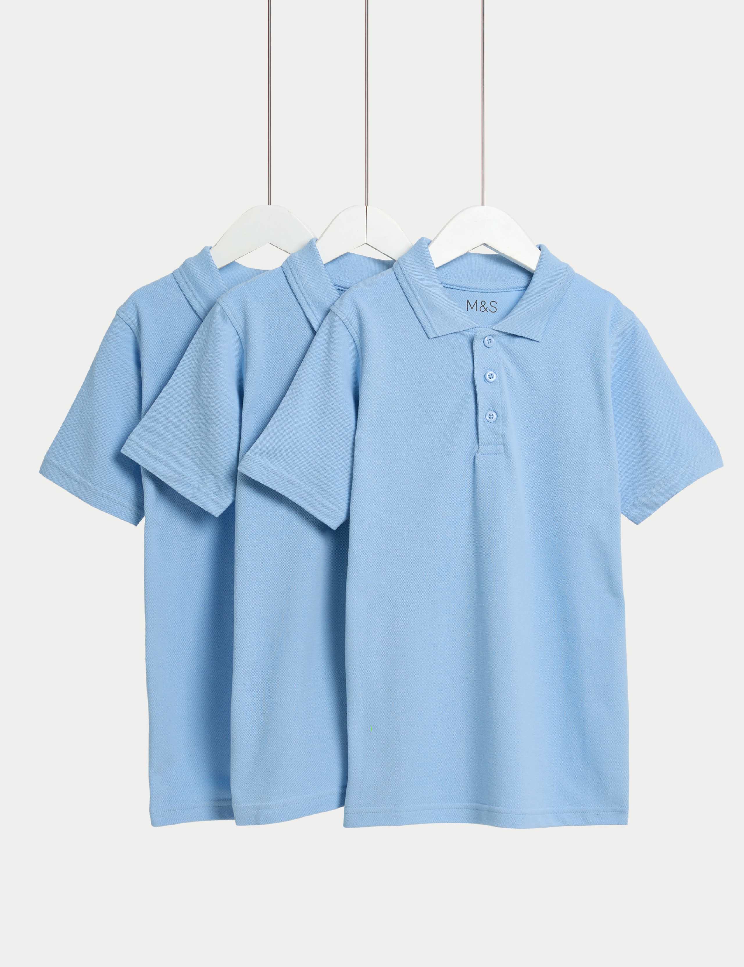 3 Pack Unisex Stain Resist Slim Fit School Polo Shirts (2-18 Yrs) 1 of 2
