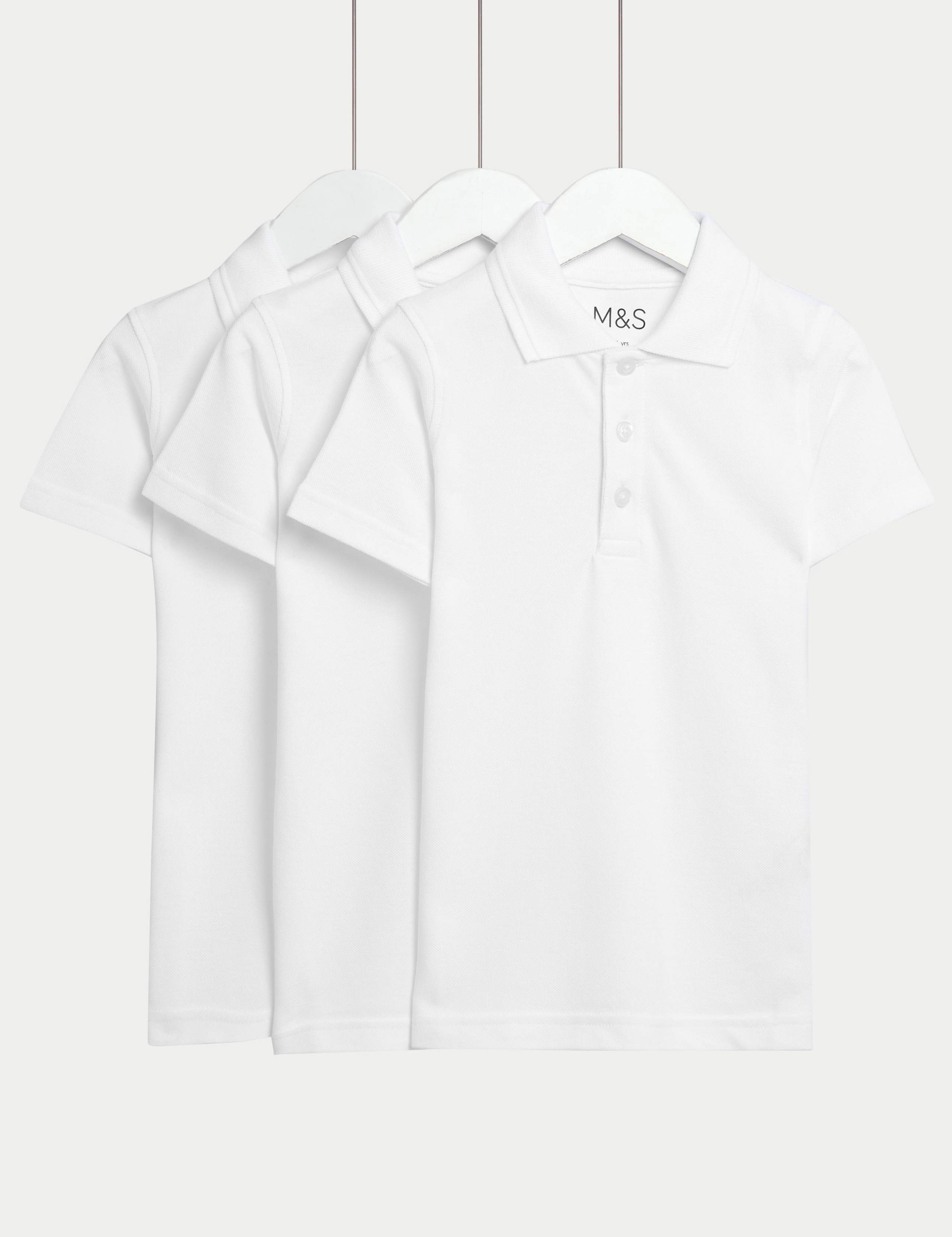 3 Pack Unisex Stain Resist Slim Fit School Polo Shirts (2-18 Yrs) 1 of 2