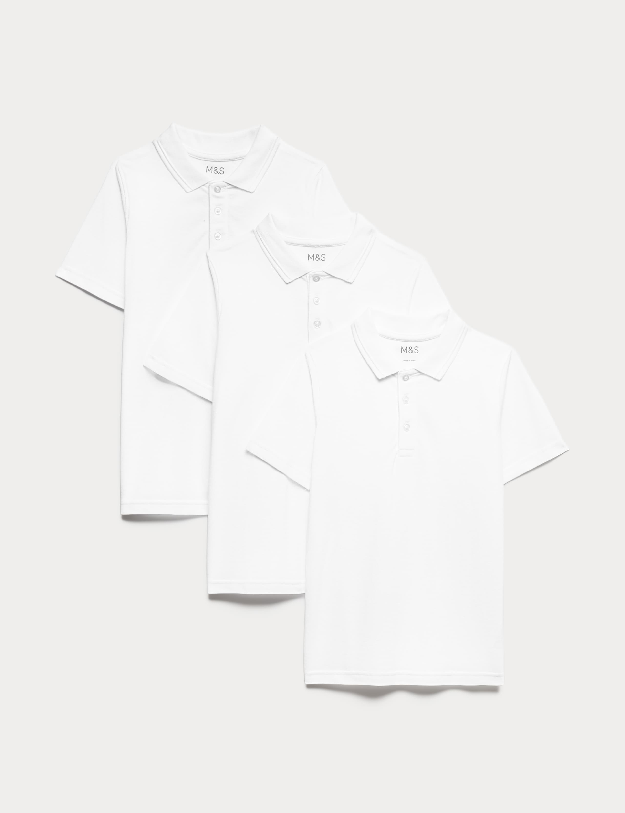 3 Pack Unisex Stain Resist Slim Fit School Polo Shirts (2-18 Yrs) 2 of 3