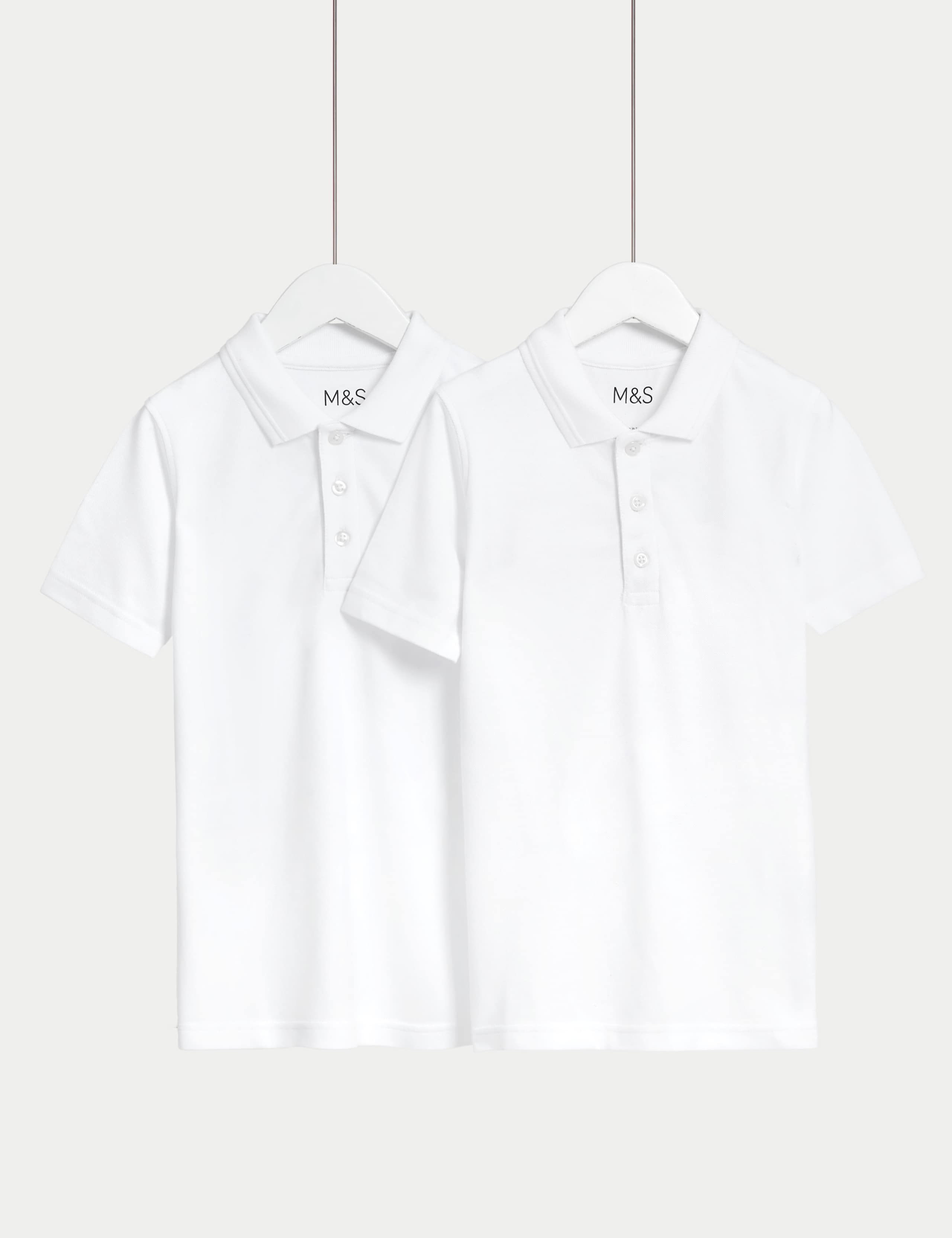 2 Pack Unisex Slim Stain Resist School Polo Shirts (2-18 Yrs) 1 of 1
