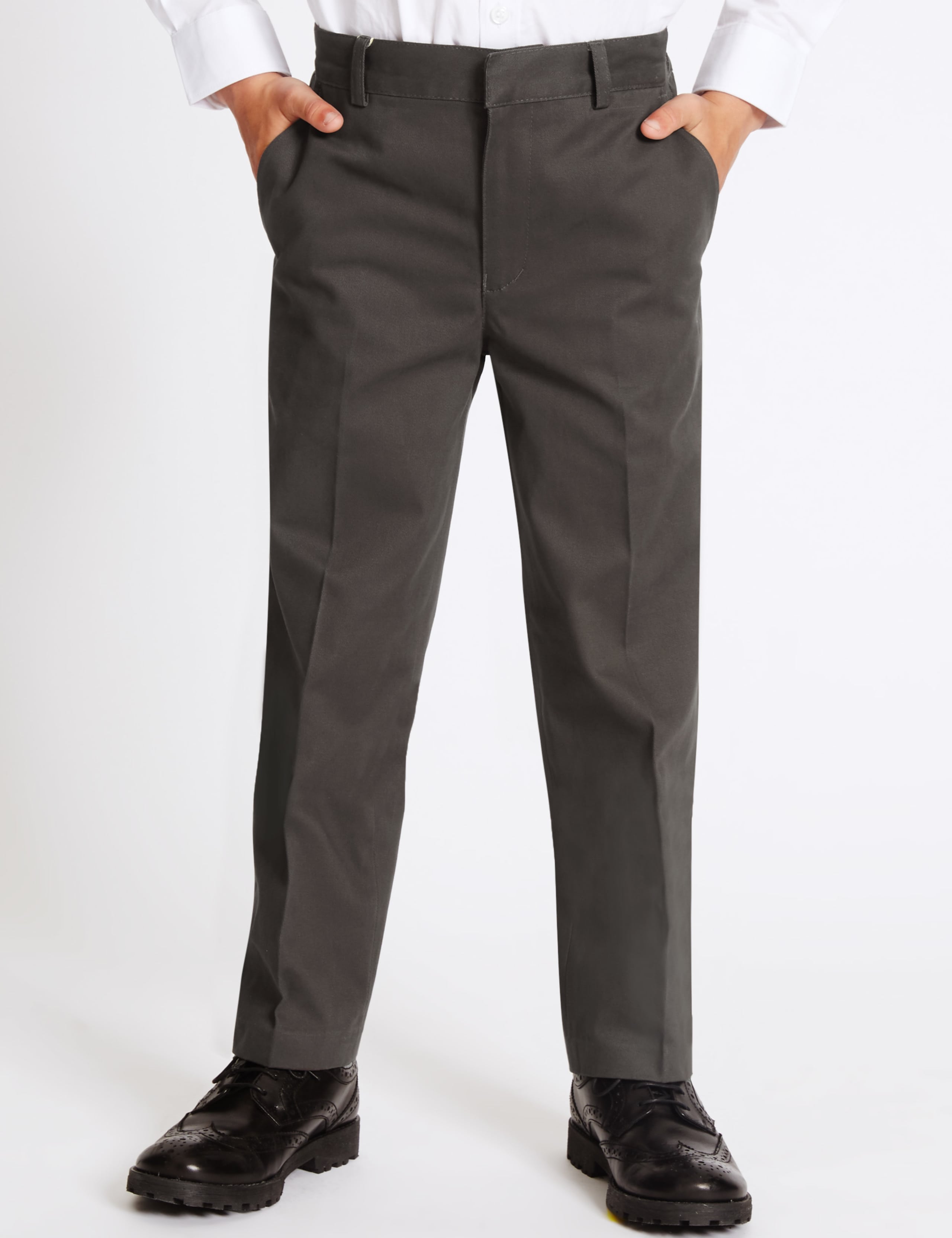 Boys' Pure Cotton Straight Leg Trousers 3 of 8