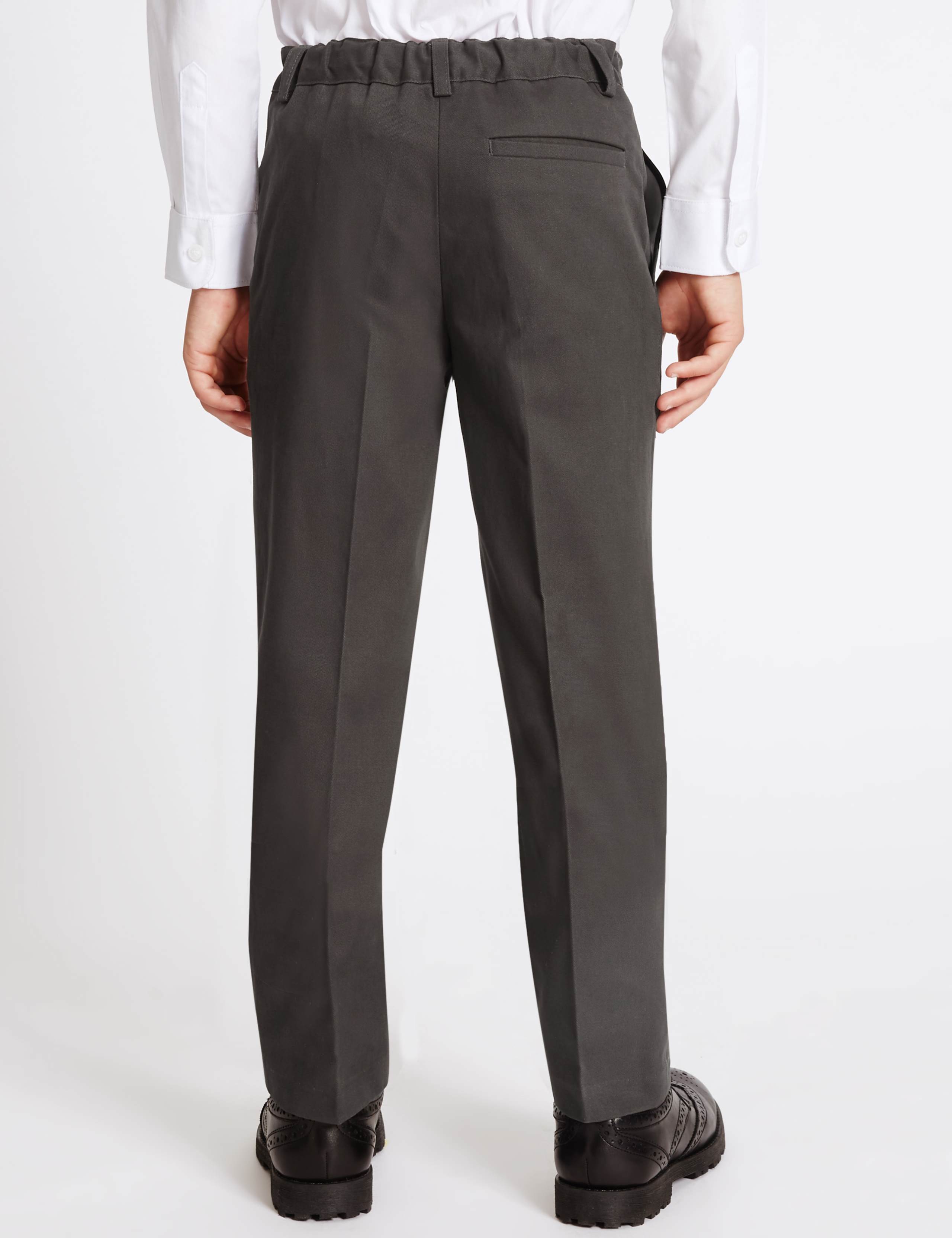 Boys' Pure Cotton Straight Leg Trousers 4 of 8