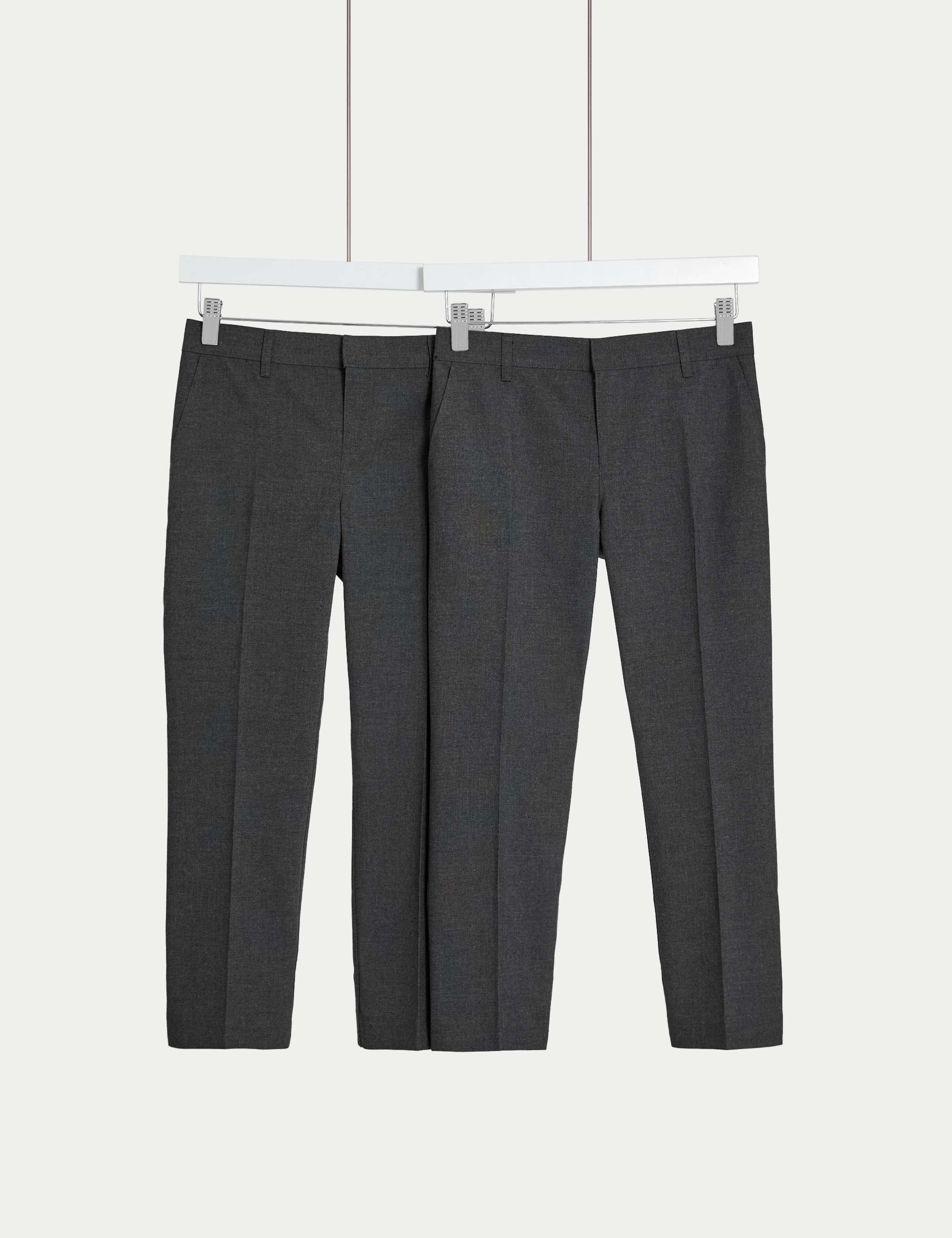 2 Pack Boys' Regular Leg Plus Waist School Trousers (2-18 Yrs) 1 of 1