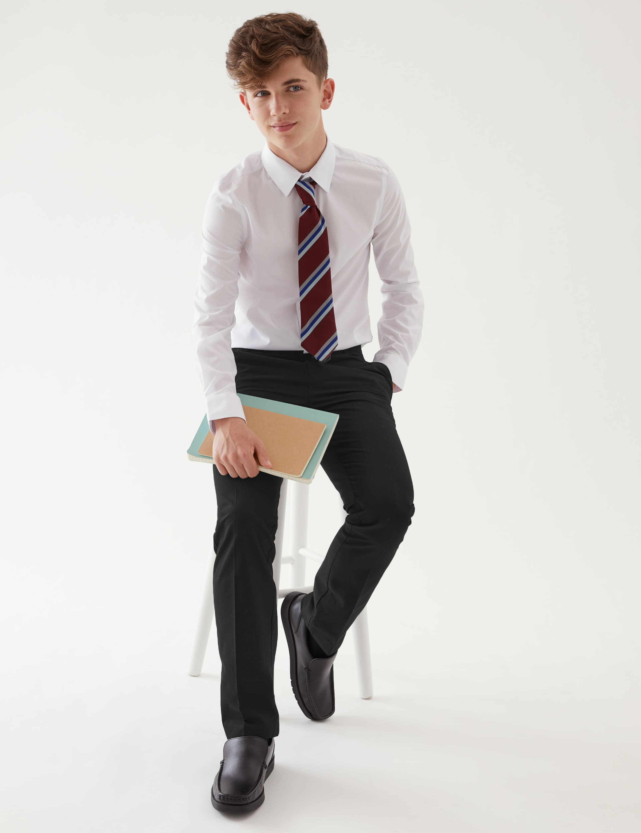 2pk Boys' Slim Leg School Trousers (2-18 Yrs) 1 of 8