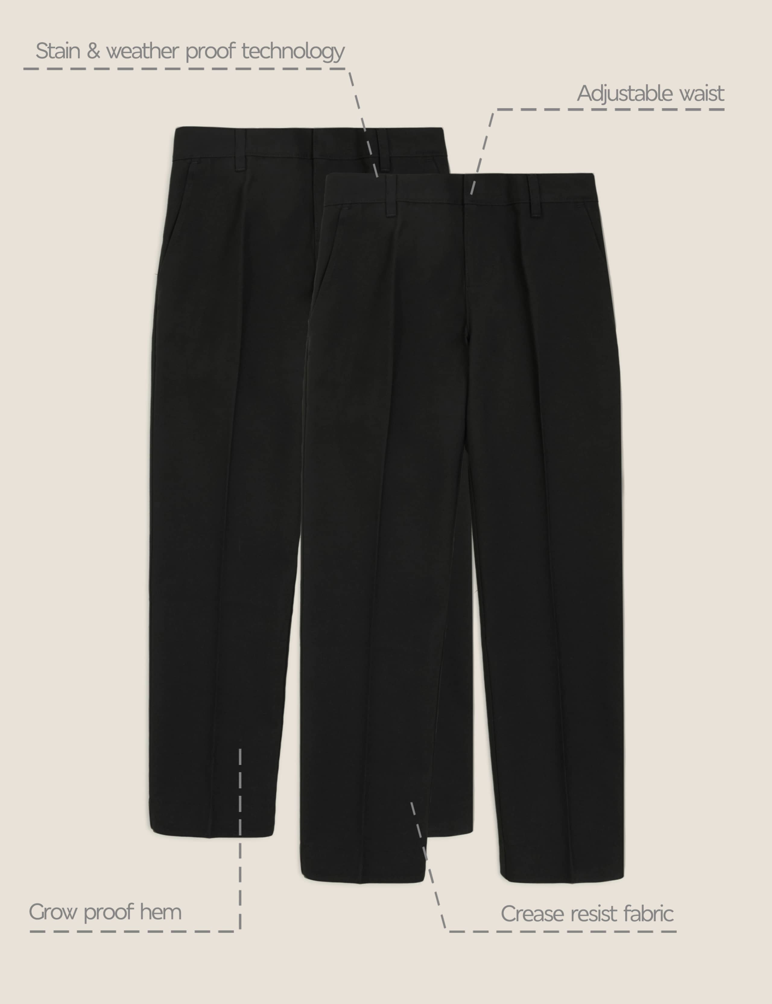 2pk Boys' Slim Leg School Trousers (2-18 Yrs) 2 of 8