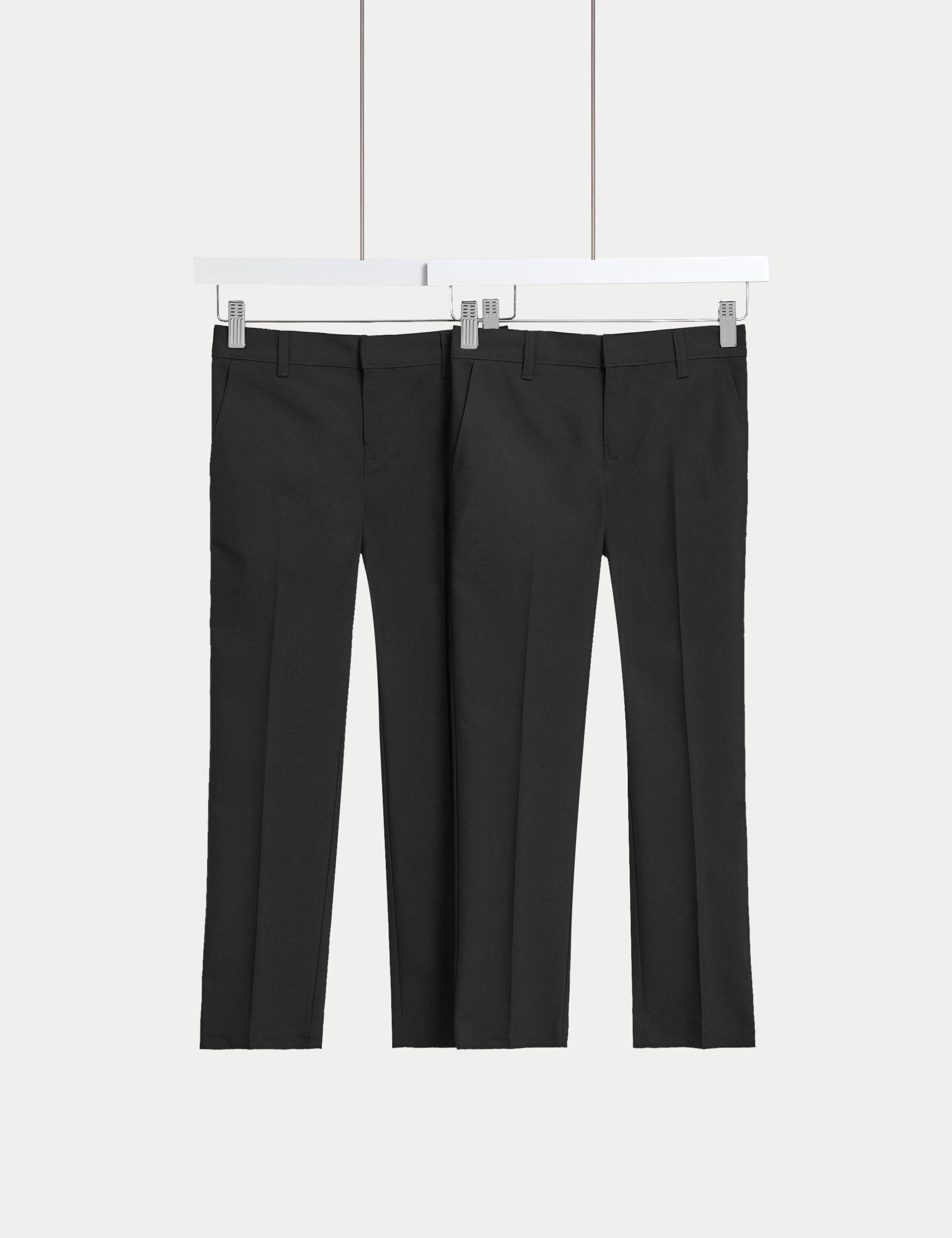 2pk Boys Slim Leg Longer Length School Trousers (2-18 Yrs) 2 of 4