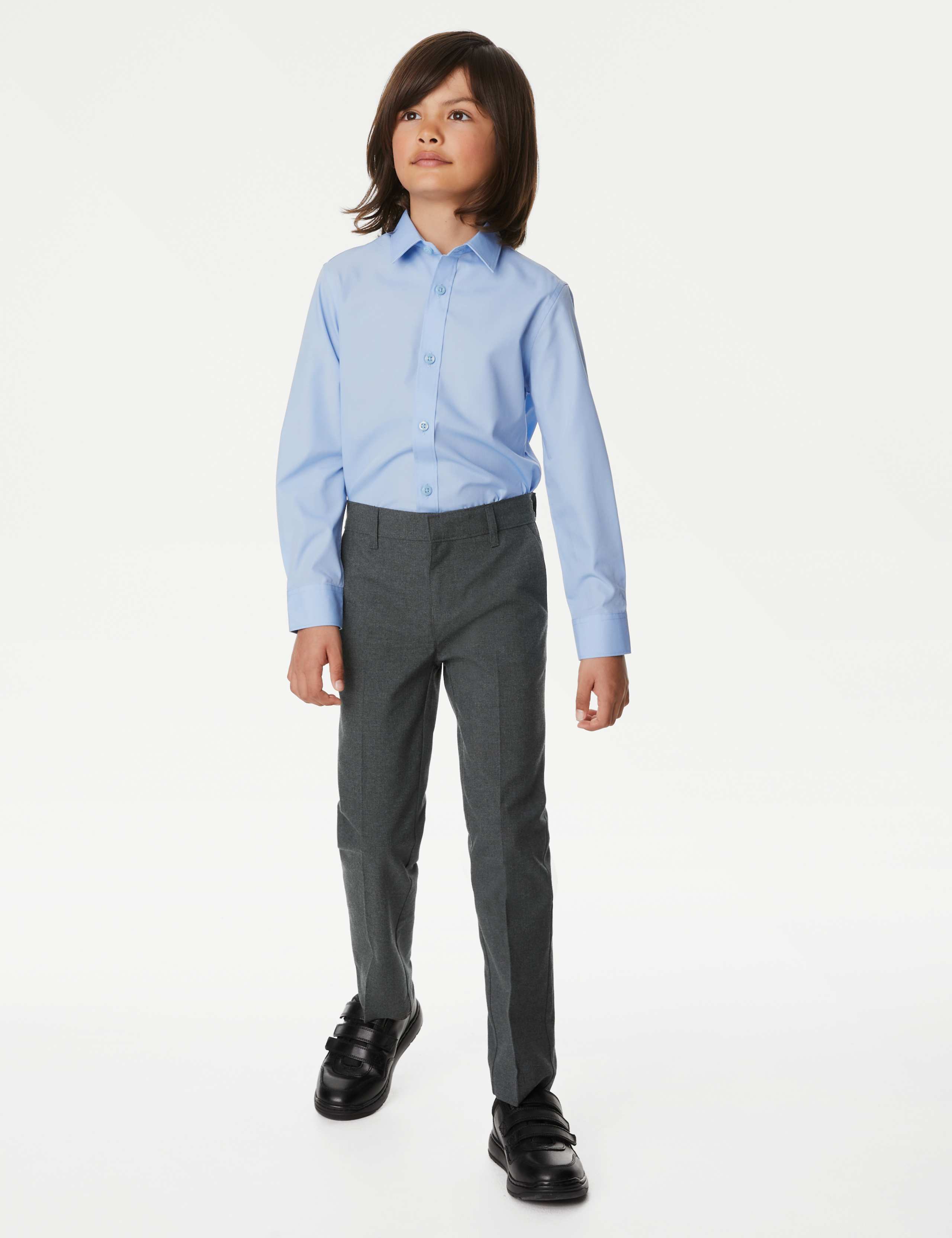 2pk Boys' Slim Leg Slim Waist School Trousers  (2-18 Yrs) 1 of 4