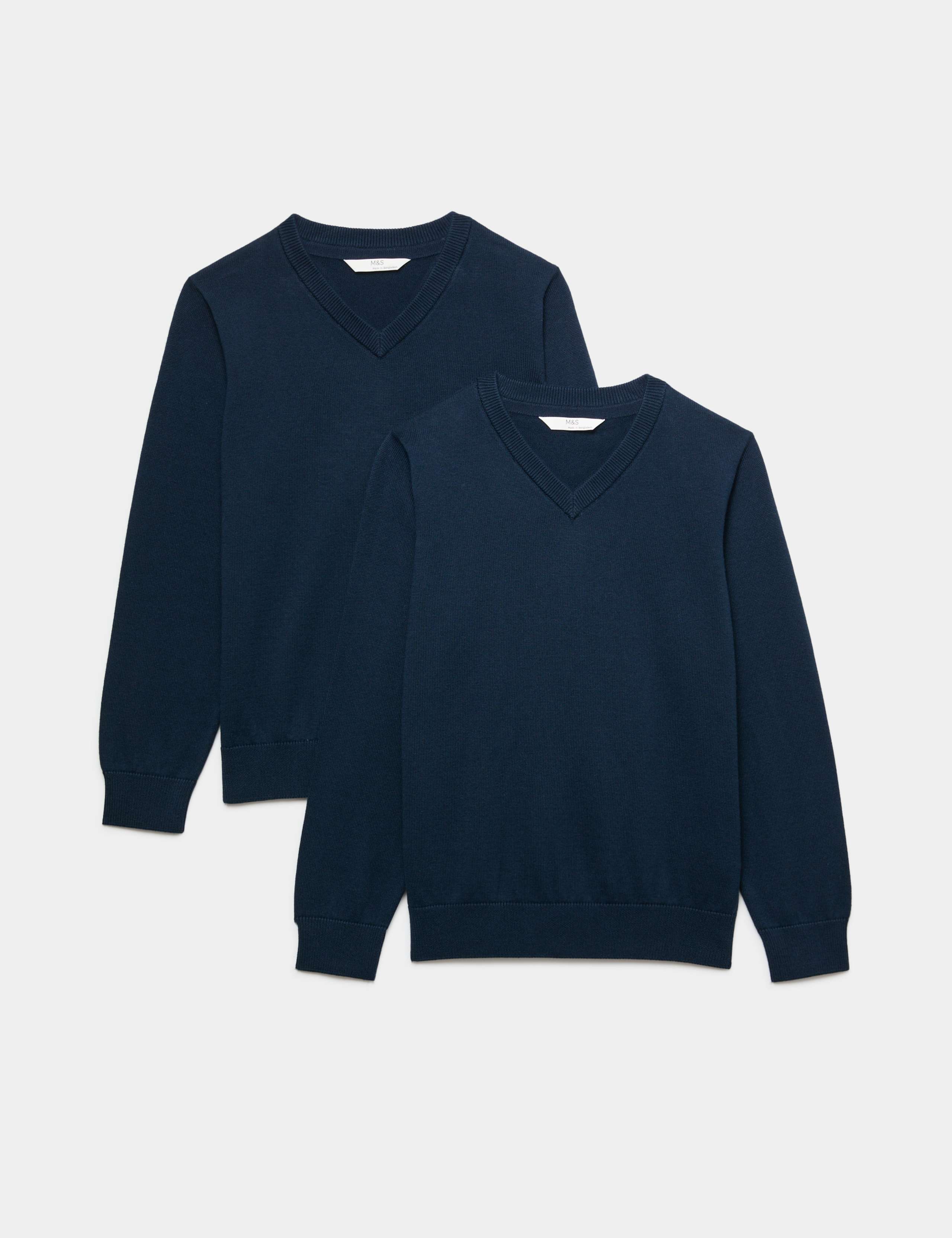 2 Pack Unisex Pure Cotton School Jumper (3-18 Yrs) 1 of 3