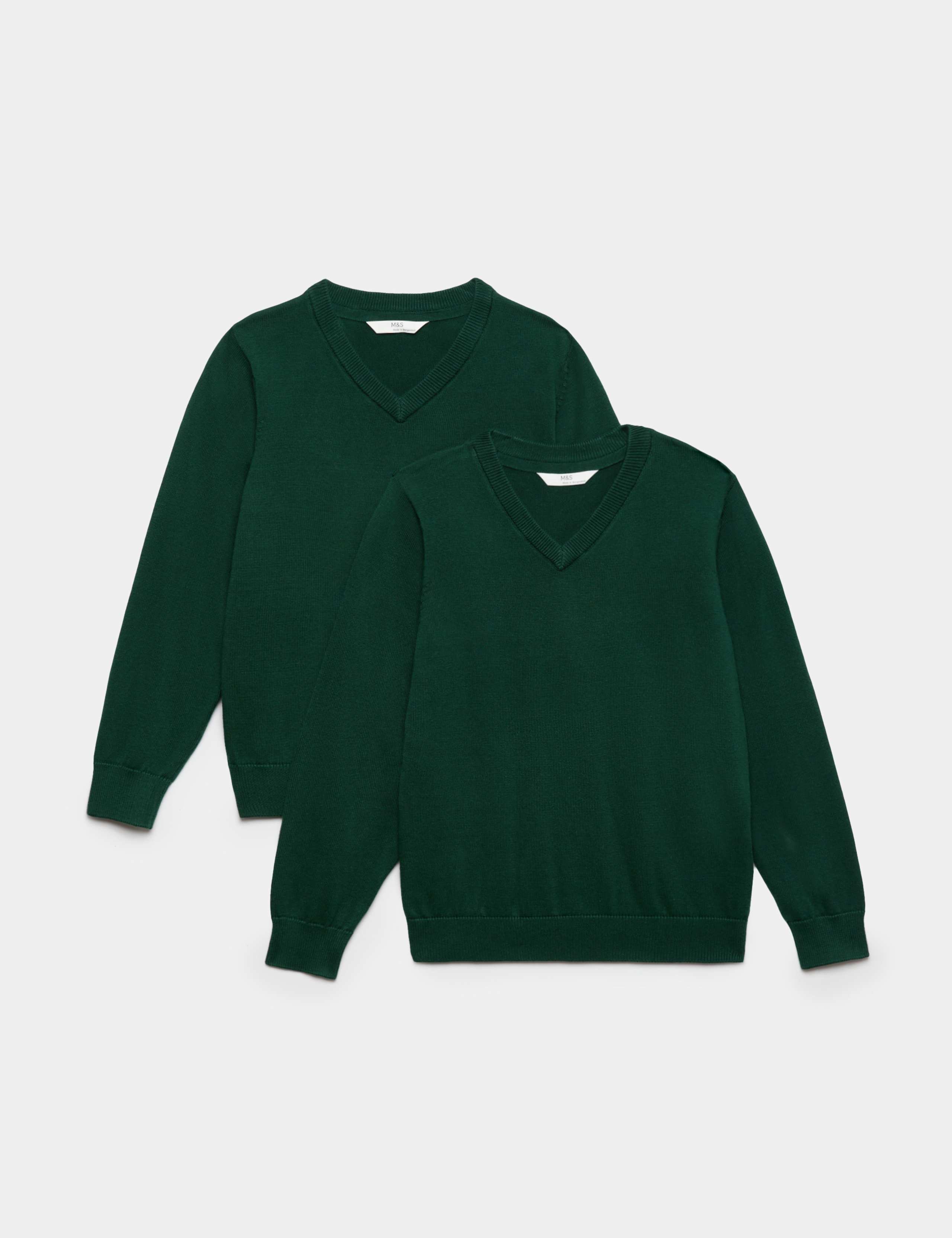 2 Pack Unisex Pure Cotton School Jumper (3-18 Yrs) 1 of 3
