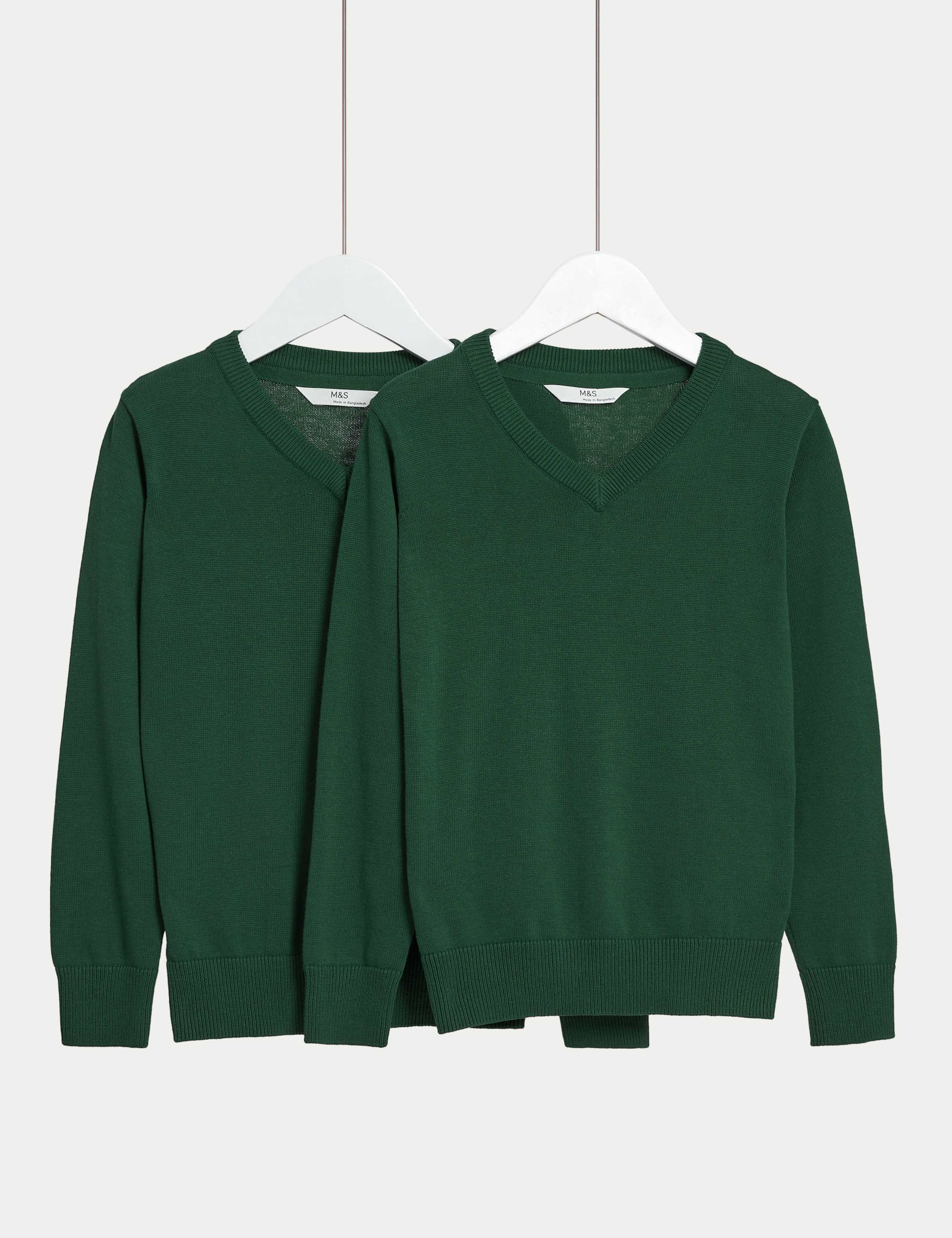 2 Pack Unisex Pure Cotton School Jumper (3-18 Yrs) 1 of 2