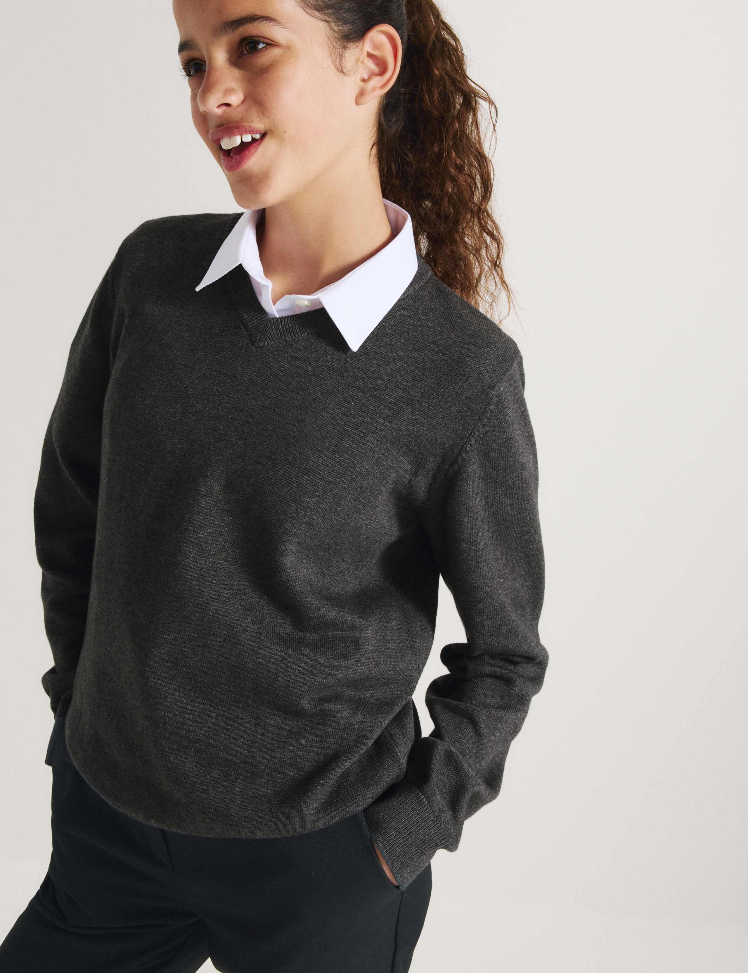 2 Pack Unisex Pure Cotton School Jumper (3-18 Yrs) 2 of 7