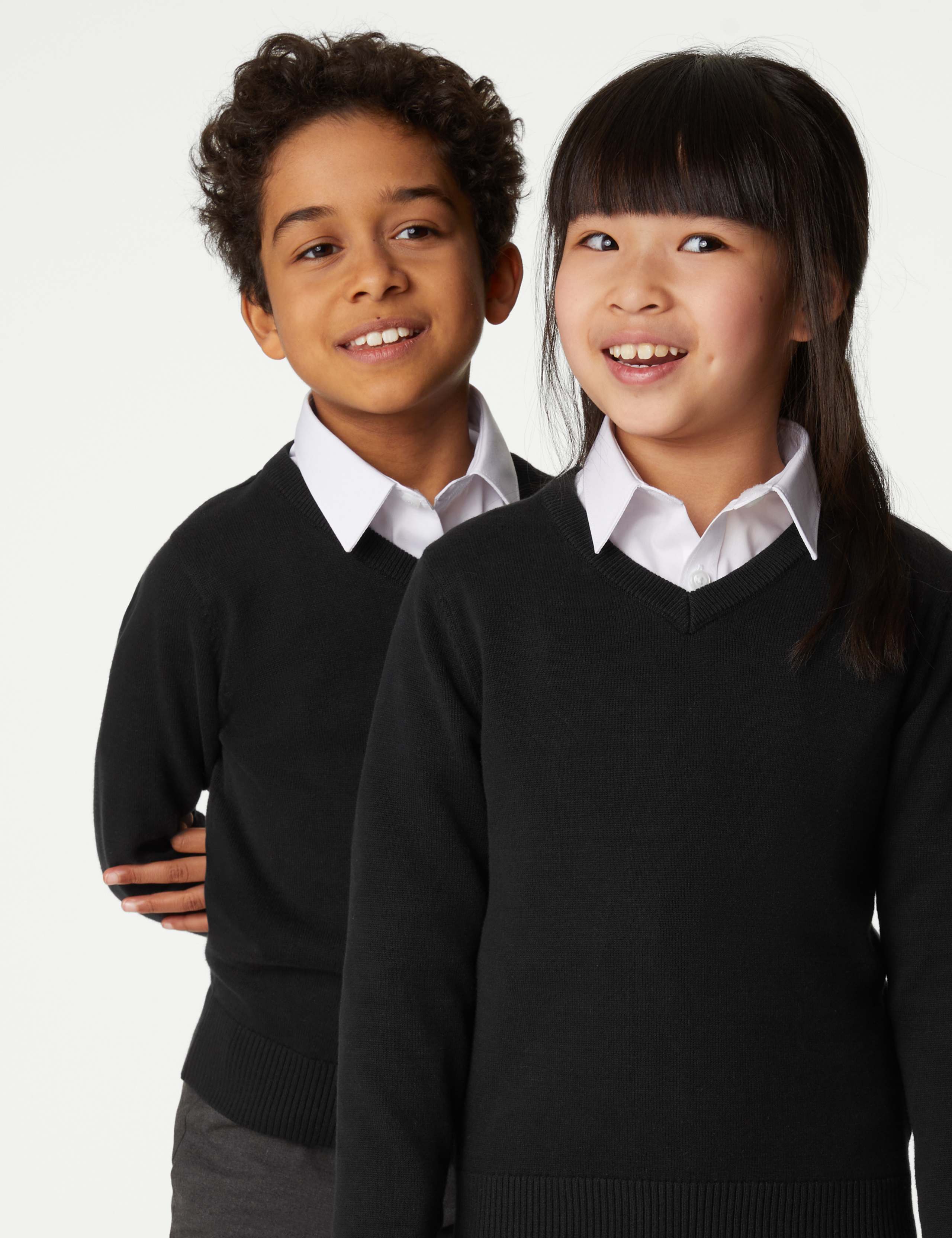 2 Pack Unisex Slim Fit Cotton School Jumpers (3-18 Yrs) 1 of 5