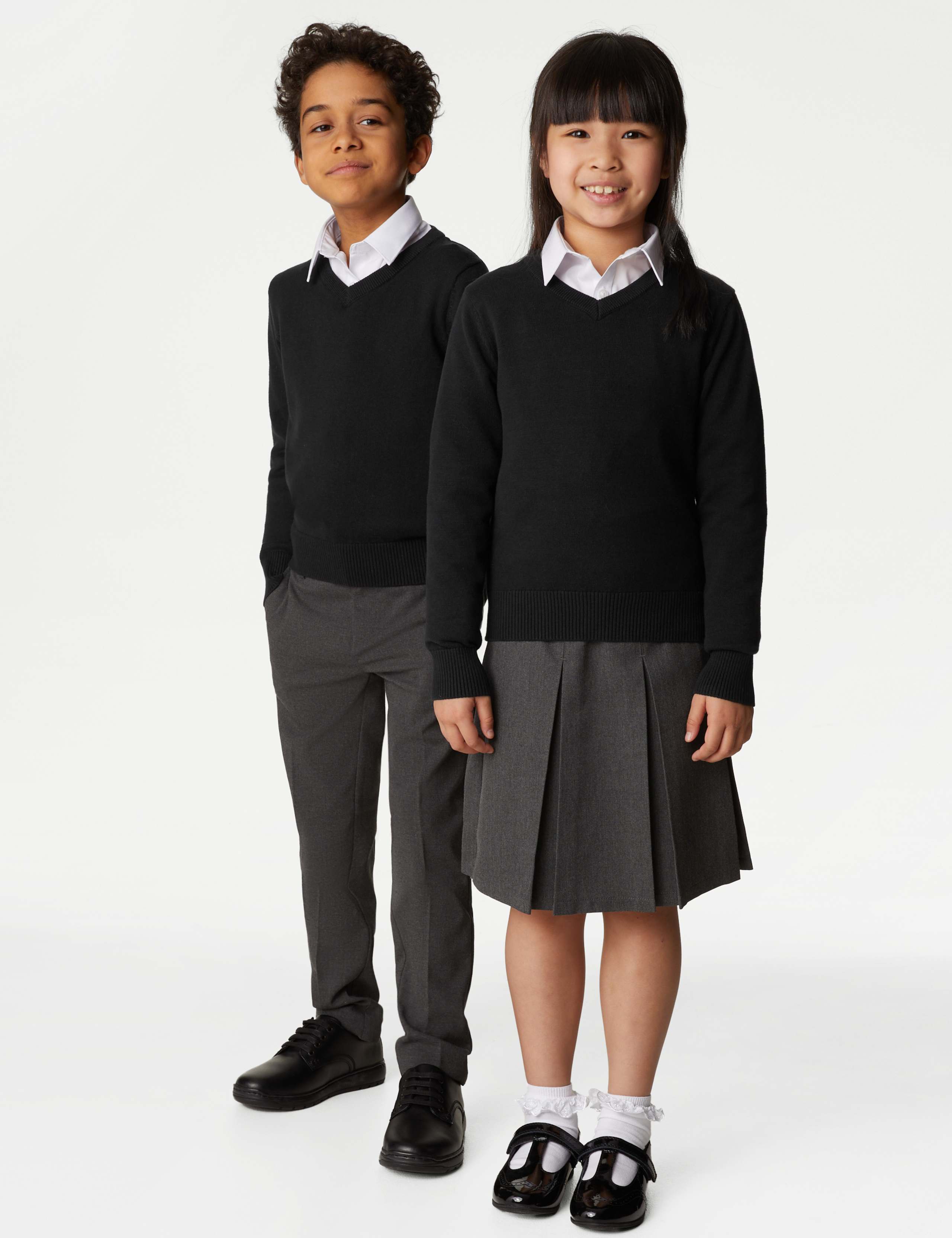 2pk Unisex Slim Fit Cotton School Jumpers (3-18 Yrs) 3 of 5