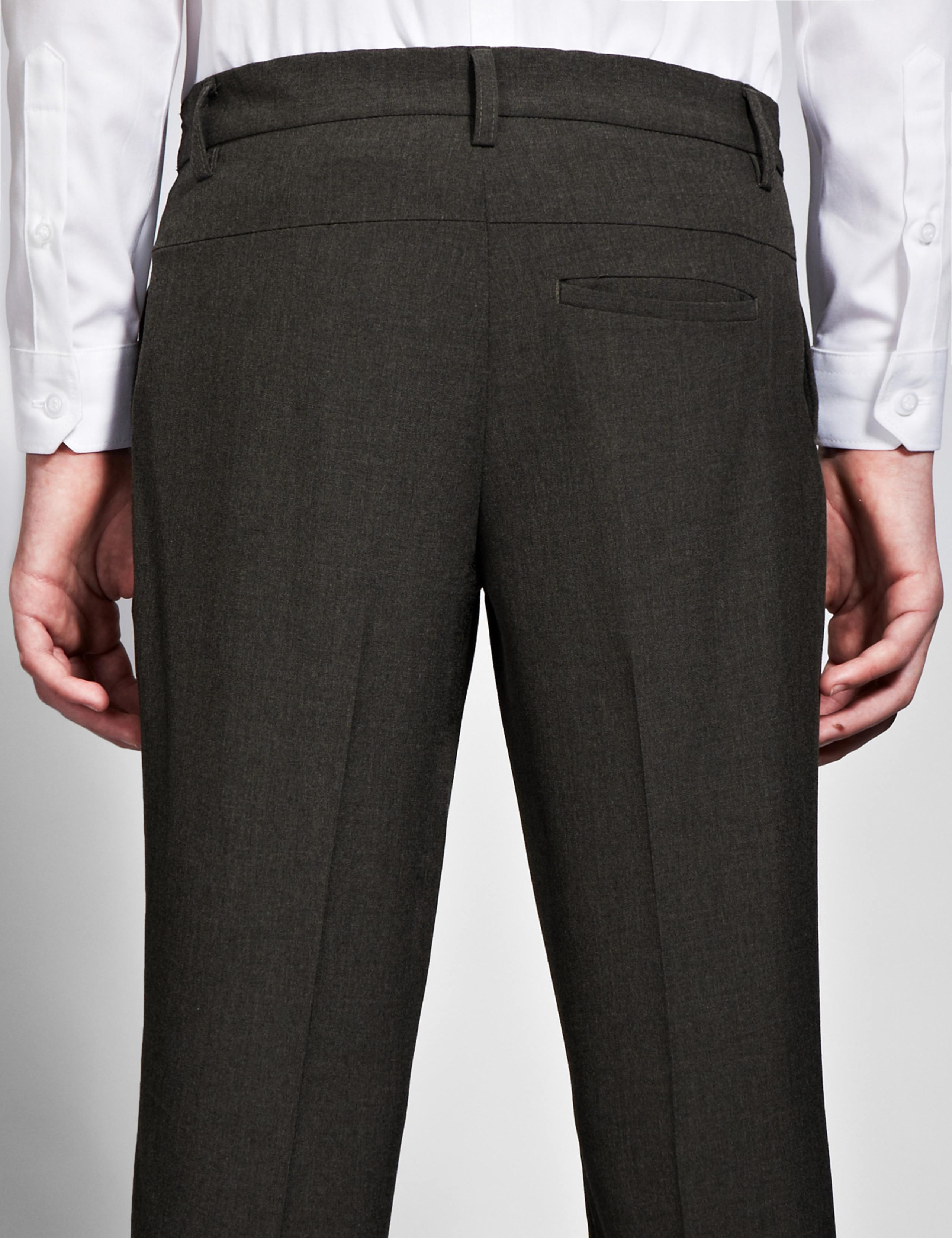 Plus Fit Boys' Flat Front Supercrease™ Slim Leg Trousers with Stormwear™ 4 of 5