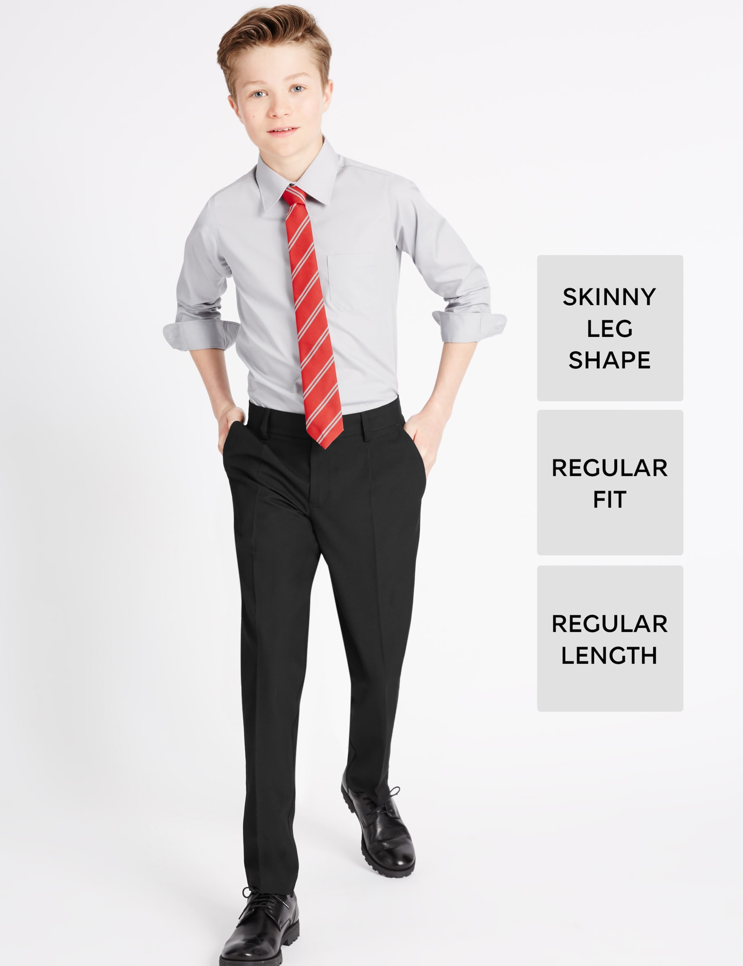 Boys' Skinny Leg Trousers with Supercrease™ 1 of 5