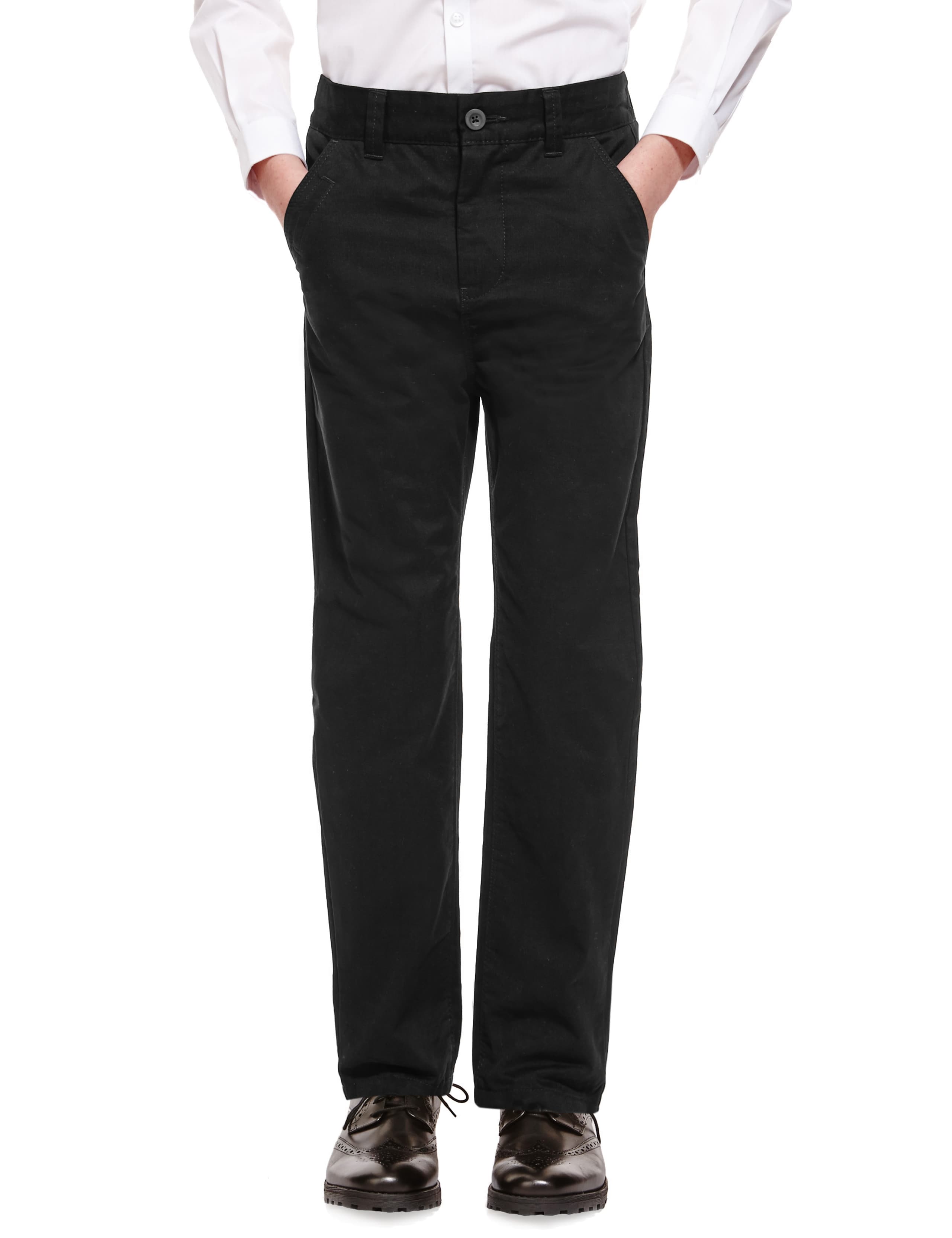 Boys' Pure Cotton Adjustable Waist Flat Front Skinny Chinos 1 of 6