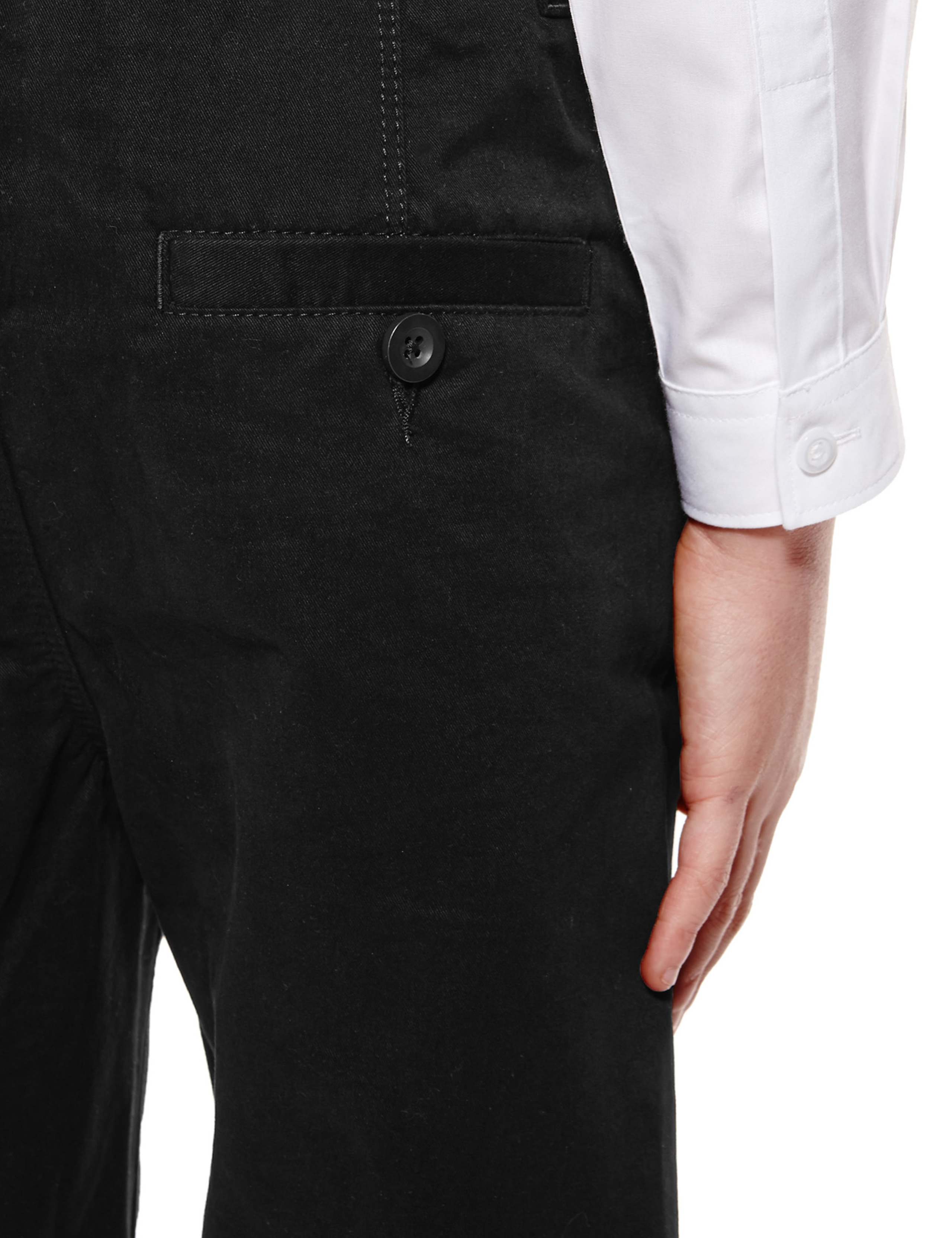 Boys' Pure Cotton Adjustable Waist Flat Front Skinny Chinos 5 of 6