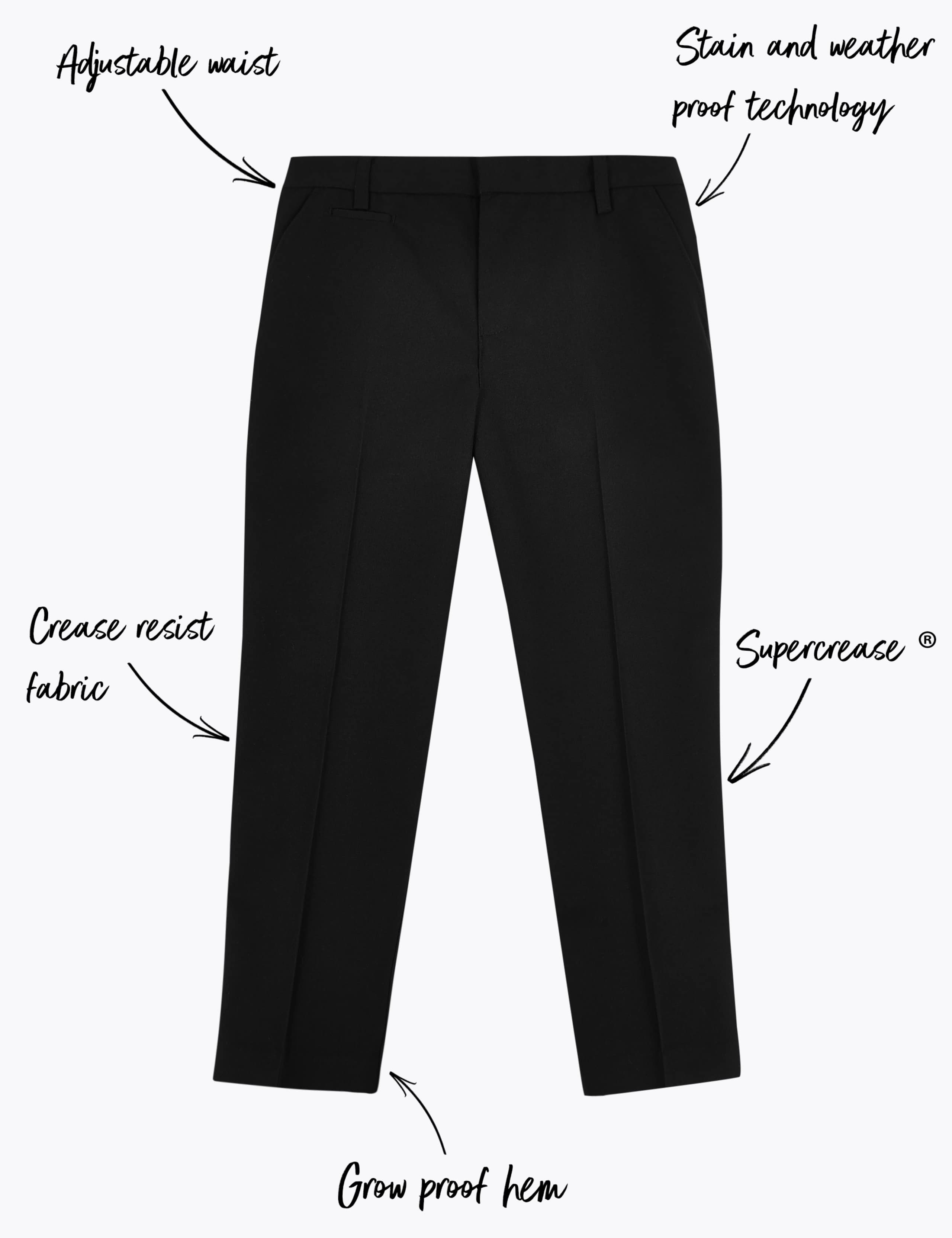 Boys’ Slim Leg Plus Fit School Trousers 2 of 6