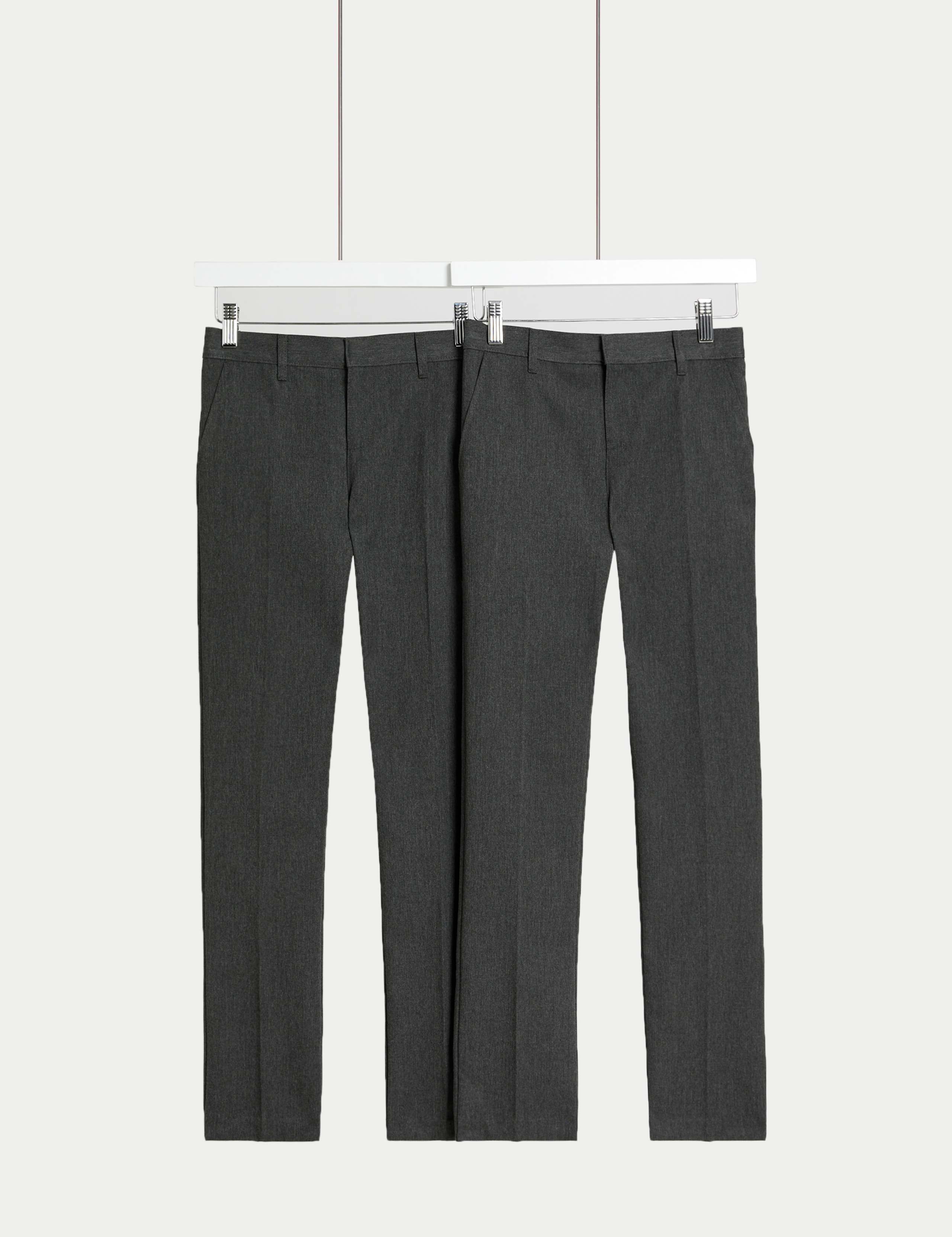 2pk Boys' Slim Leg Longer Length School Trousers (2-18 Yrs) 1 of 2