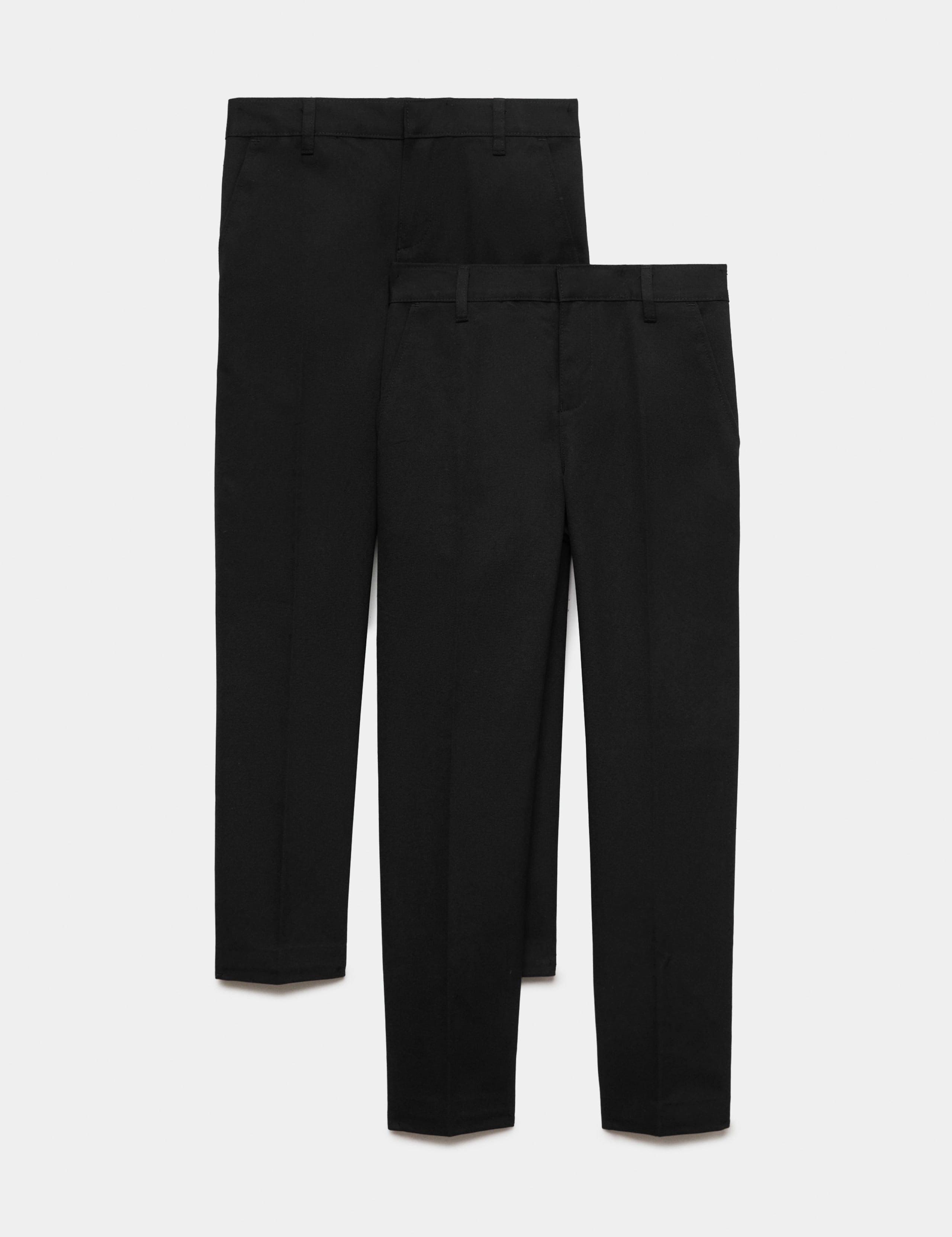 2 Pack Boys' Regular Fit School Trousers (2-18 Yrs) 1 of 2