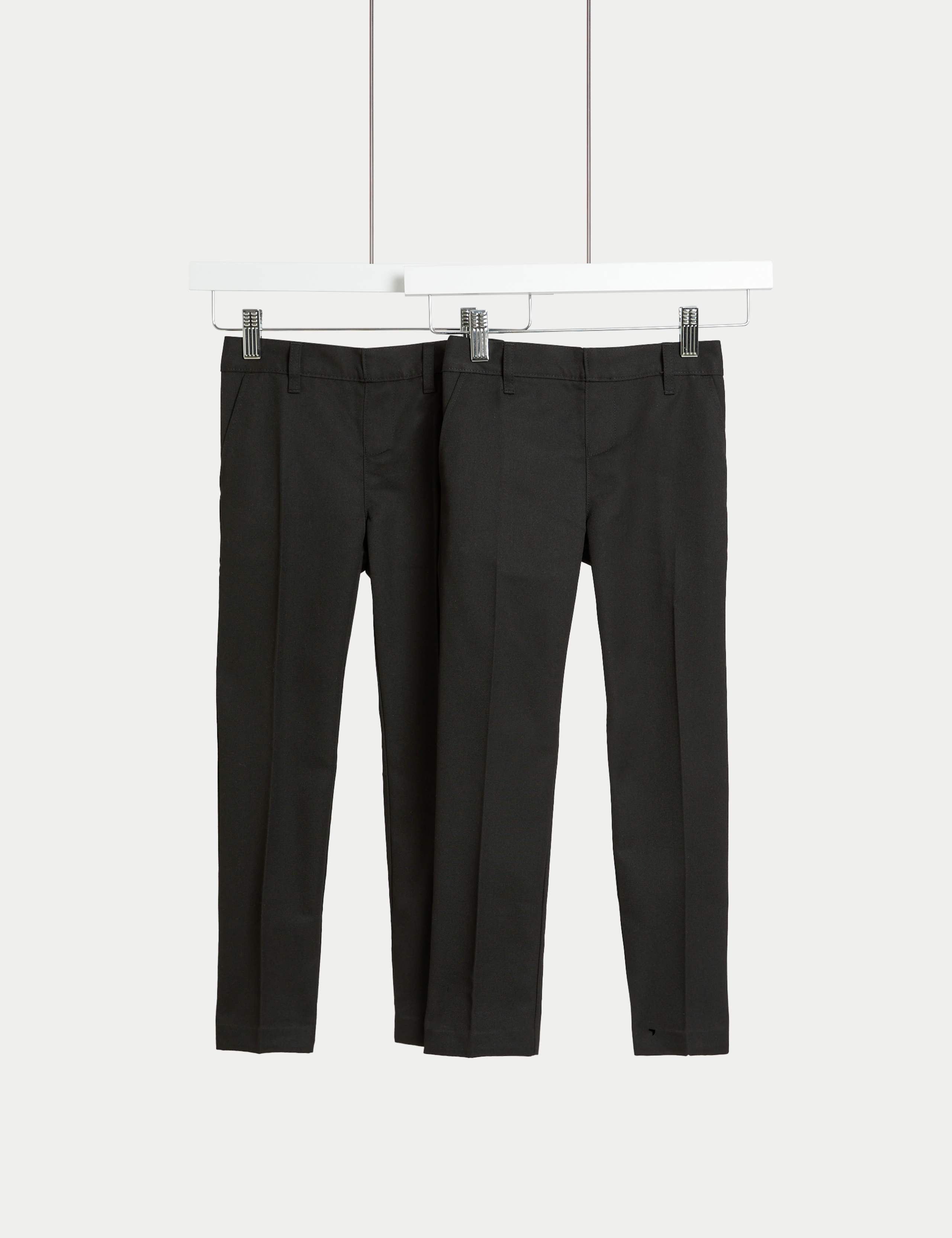 2 Pack Boys' Slim Leg Longer Length School Trousers (2-18 Yrs) 1 of 2