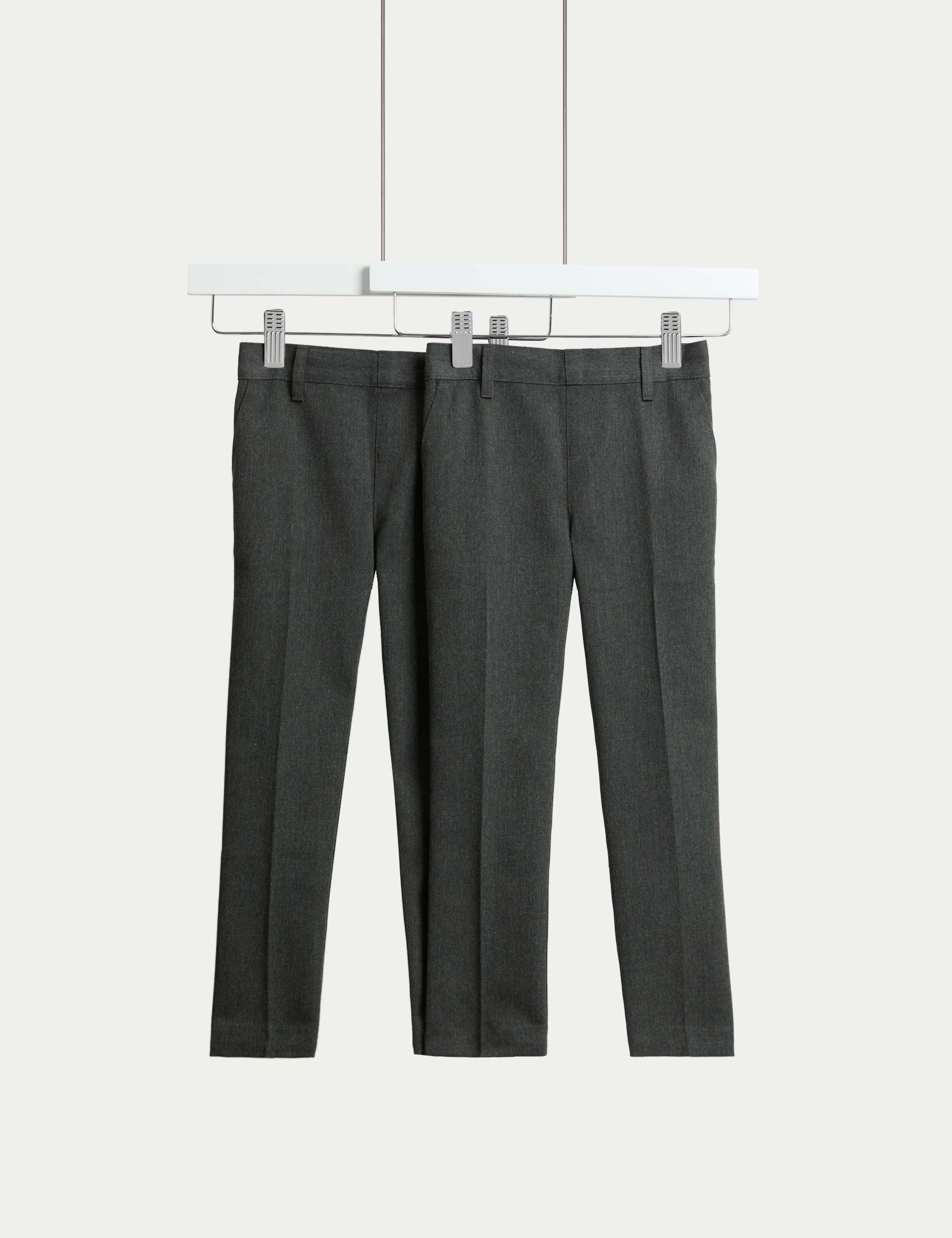 2pk Boys' Slim Fit Slim Leg School Trousers 1 of 2