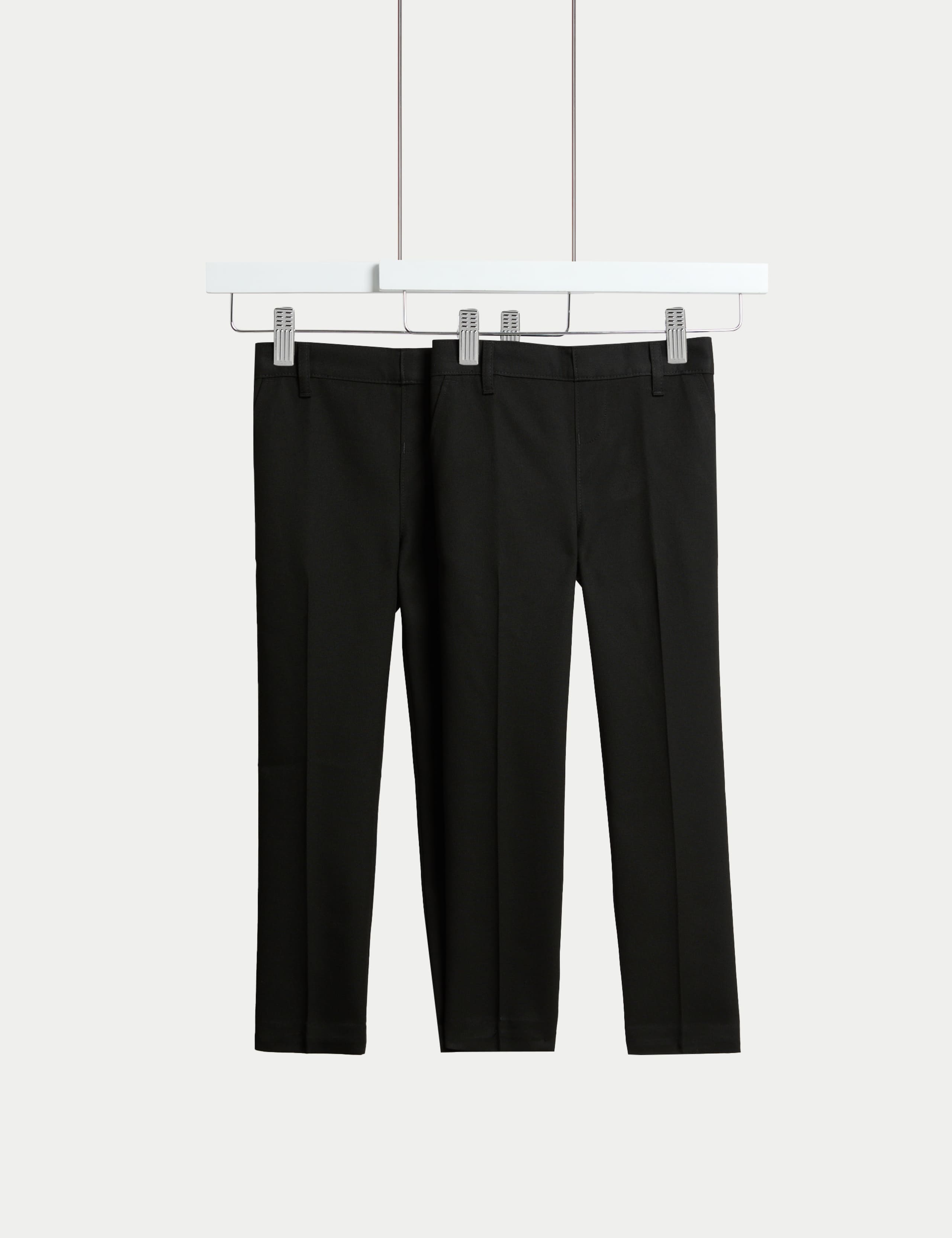 2 Pack Boys' Slim Fit Slim Leg School Trousers 1 of 2