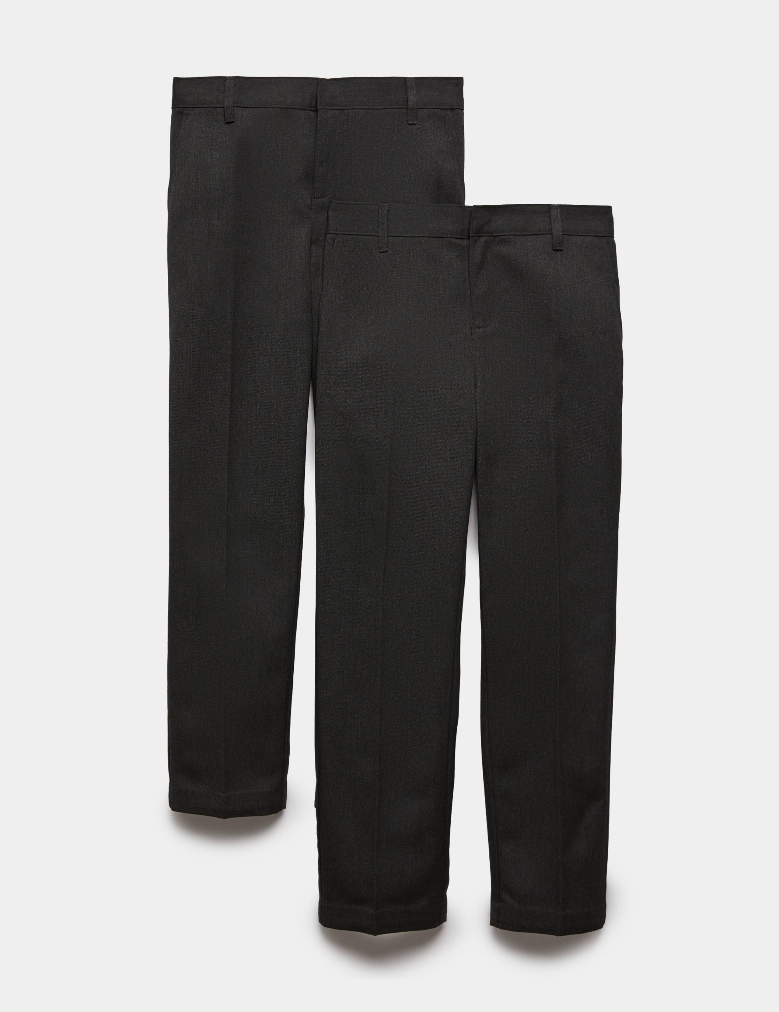 2 Pack Boys' Slim Leg School Trousers (2-18 Yrs) 1 of 3