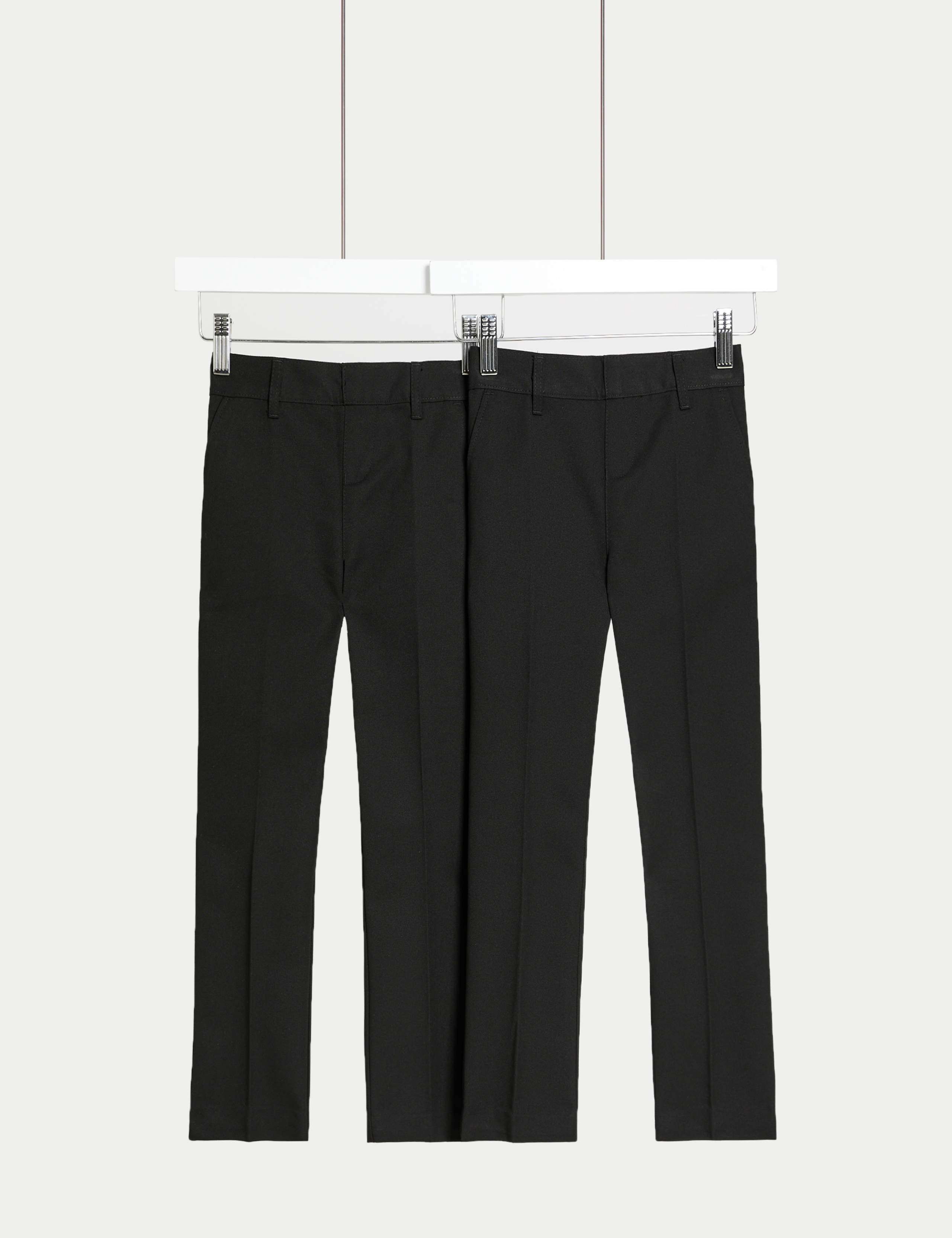 2 Pack Boys' Slim Leg School Trousers (2-18 Yrs) 1 of 2