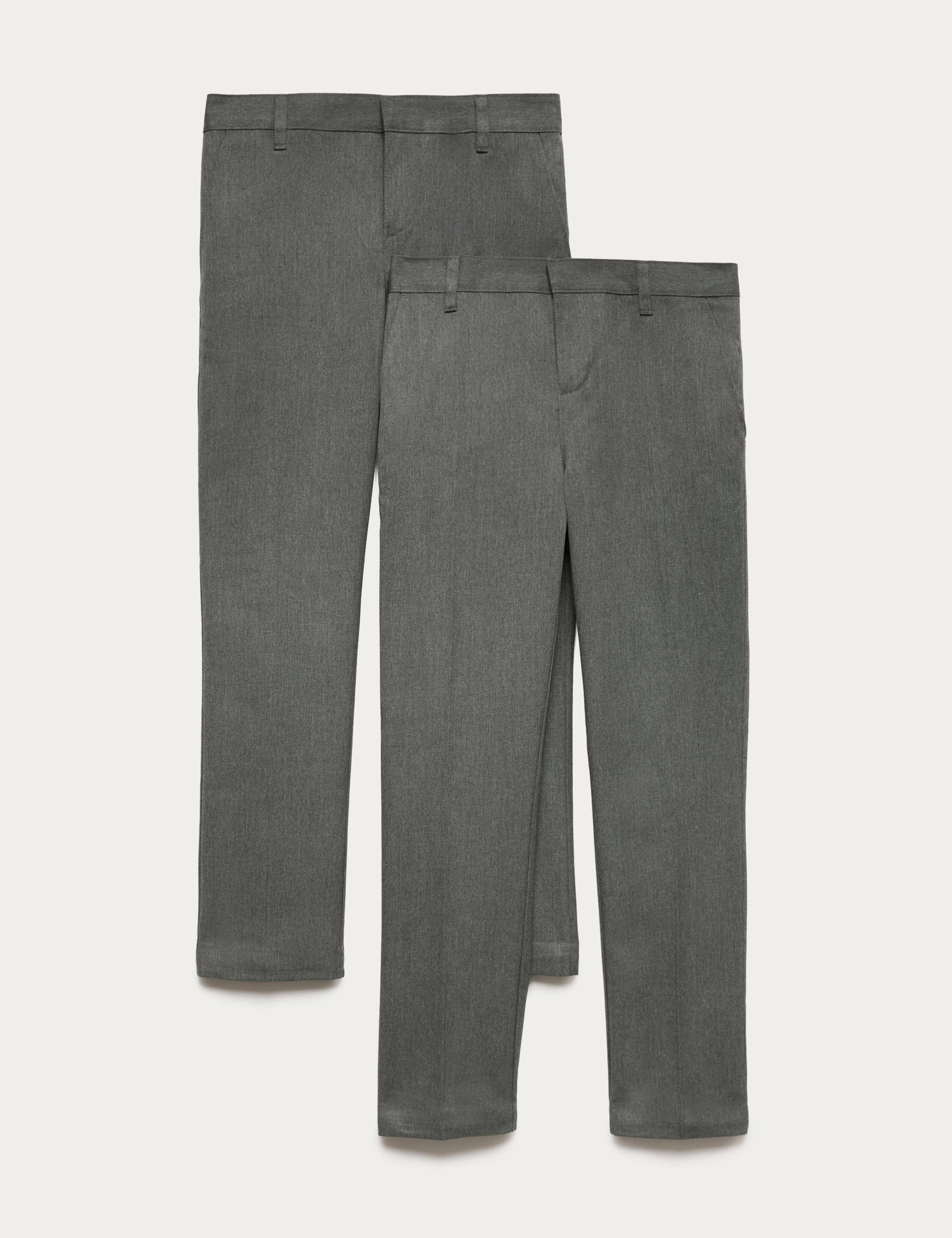 2 Pack Boys' Skinny Leg School Trousers (2-18 Yrs) 1 of 2