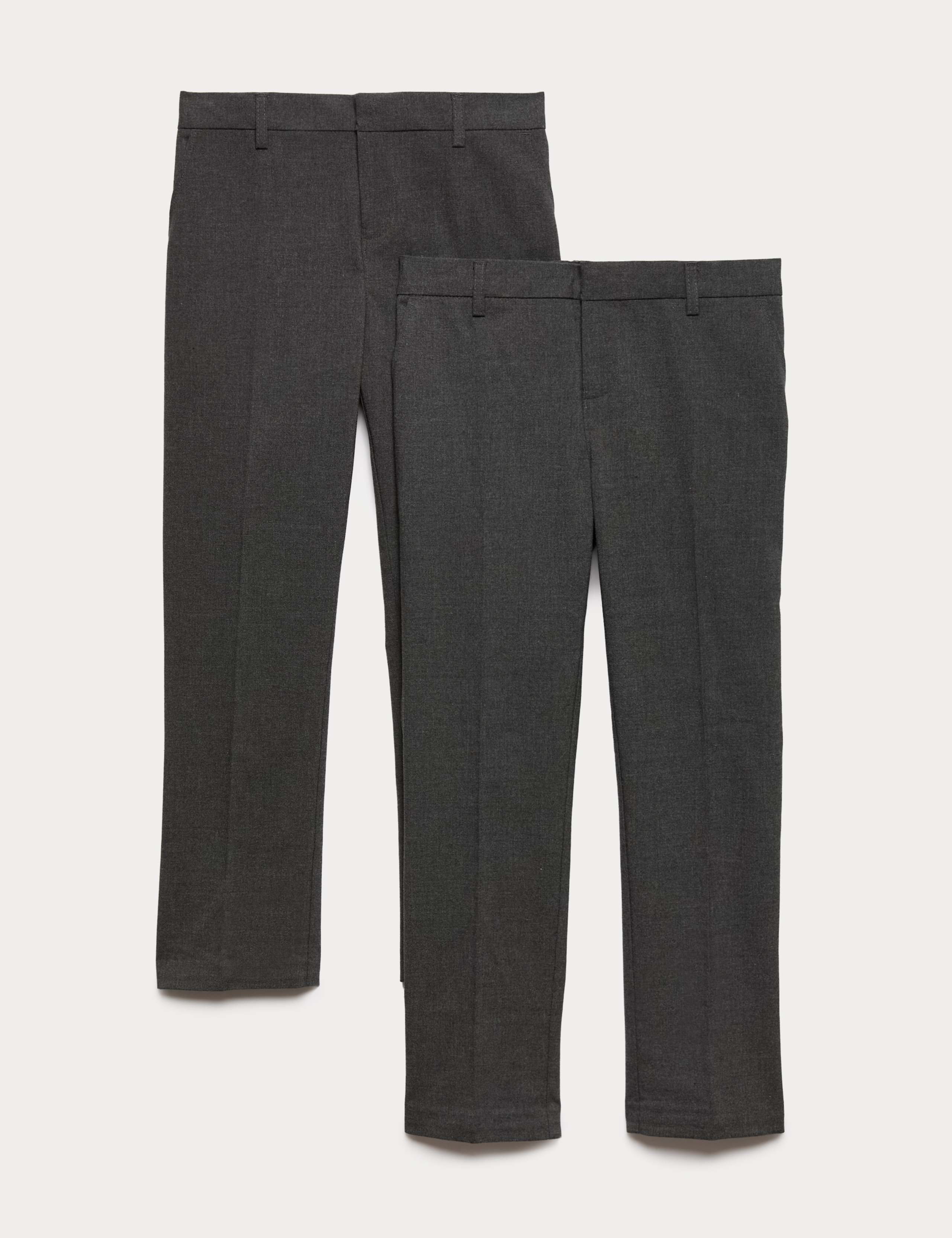 2 Pack Boys' Slim Leg Stretch School Trousers (2-18 Yrs) 1 of 2