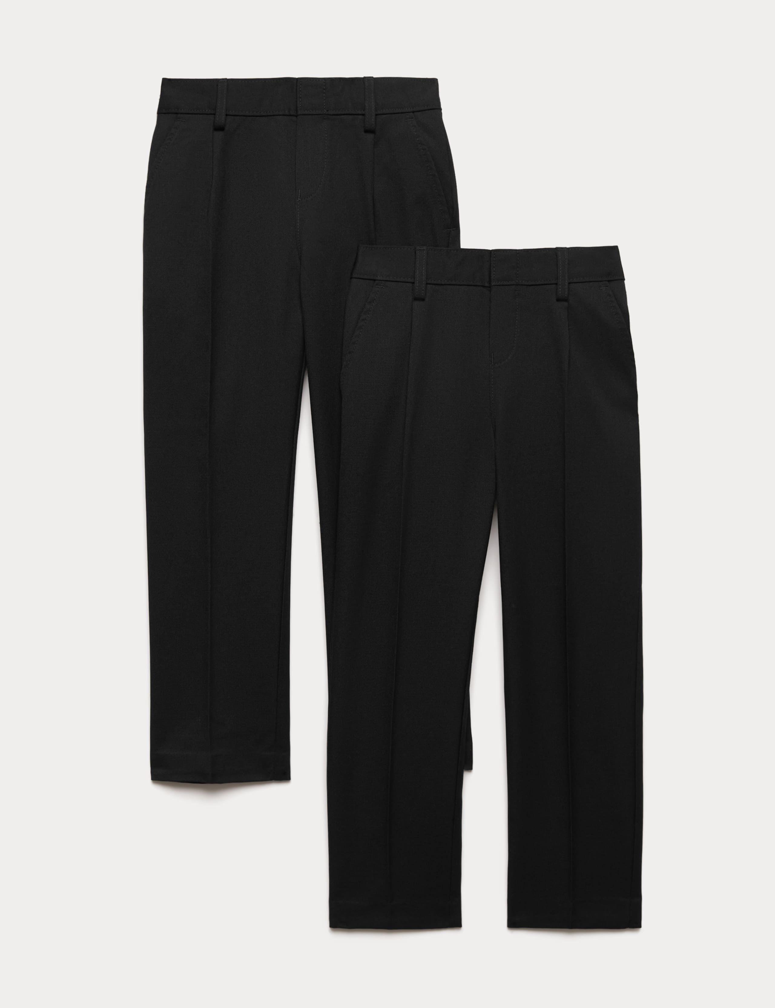 2pk Boys' Longer Length Pleat Front Trousers (2-18 Yrs) 1 of 2