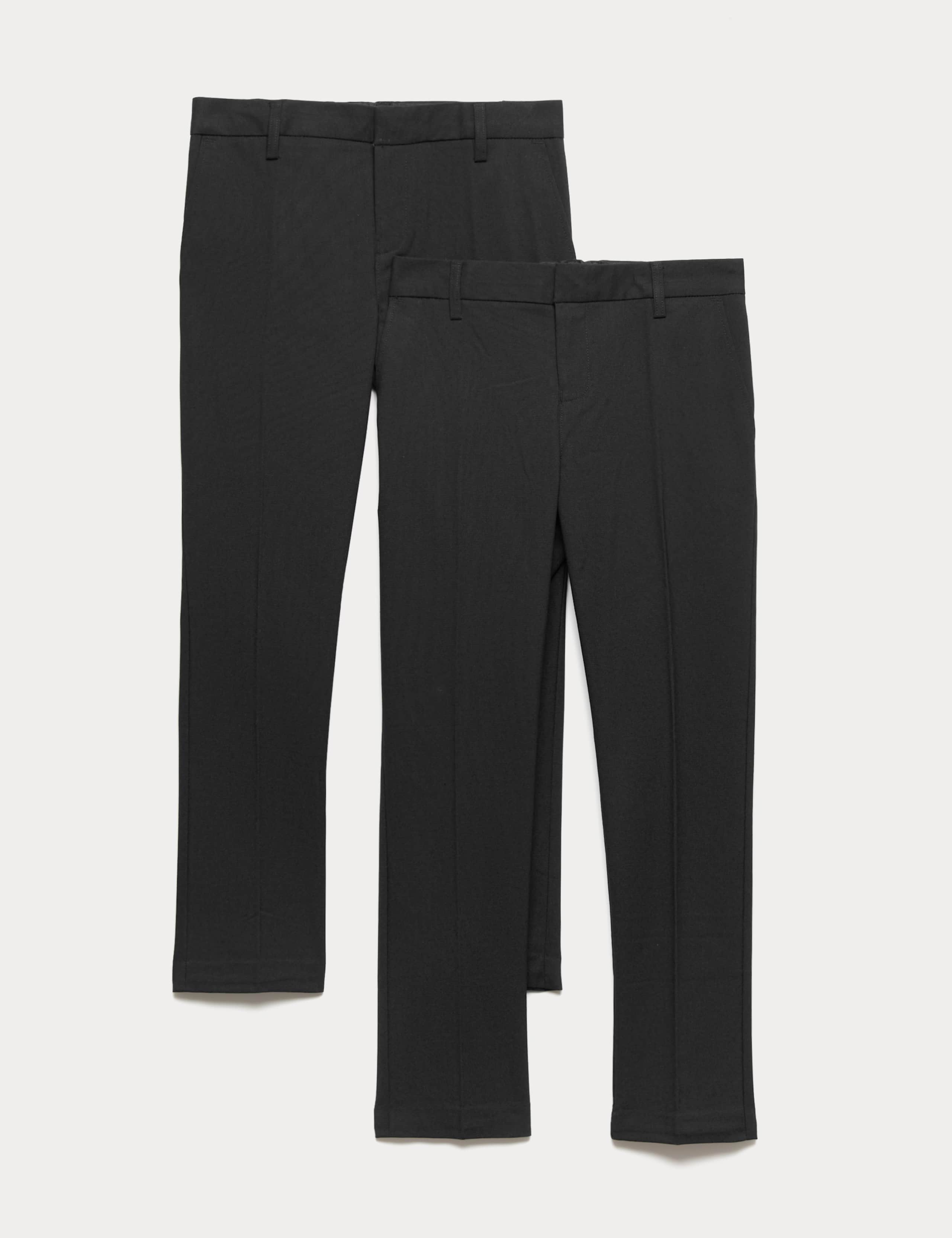 2 Pack Boys' Skinny Leg Regular Fit School Trousers (2-18 Yrs) 1 of 3