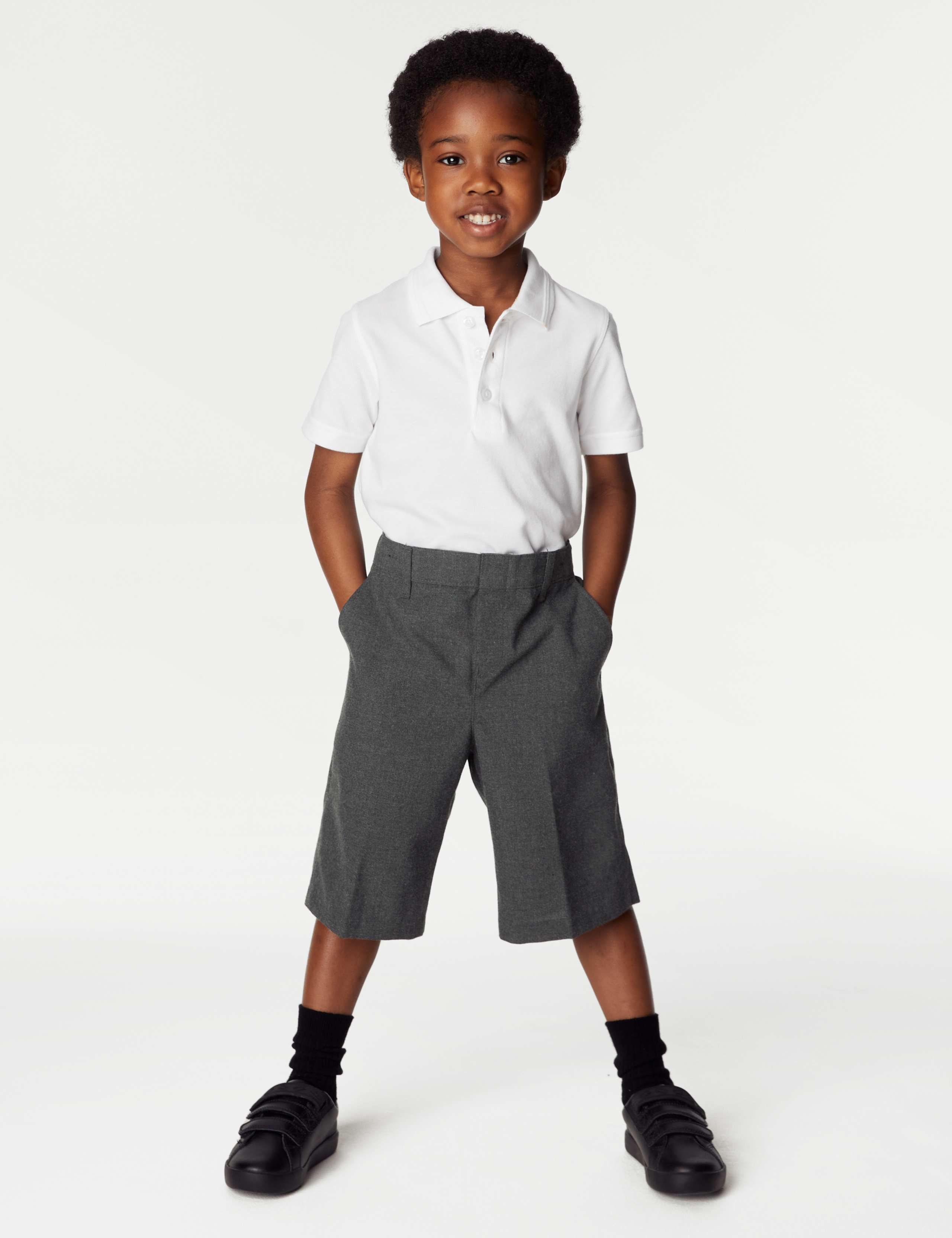 2 Pack Boys' Easy Dressing School Shorts (3-15 Yrs) 1 of 6