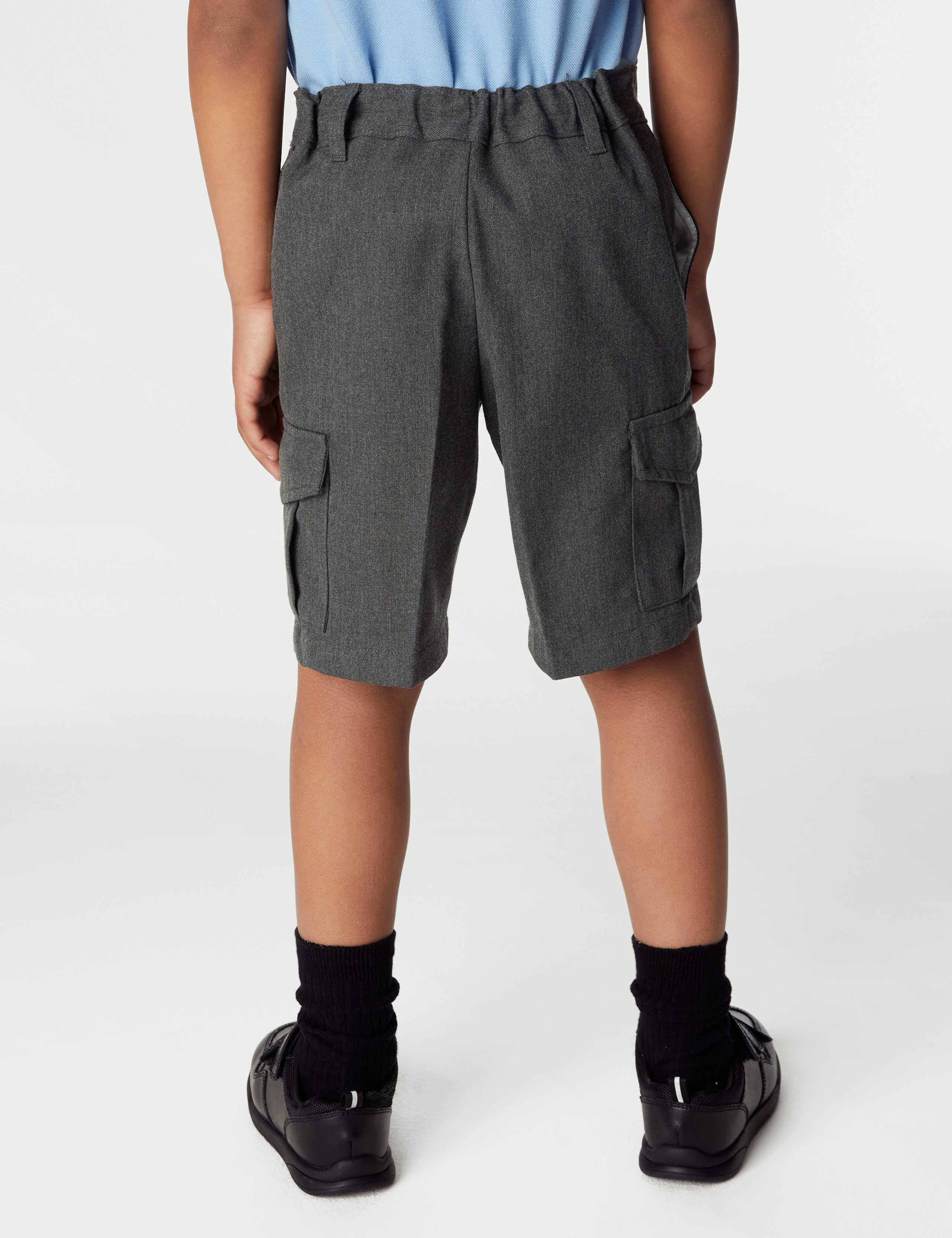 2 Pack Boys' Plus Fit Waist Cargo School Shorts  (4-14 Yrs) 4 of 4